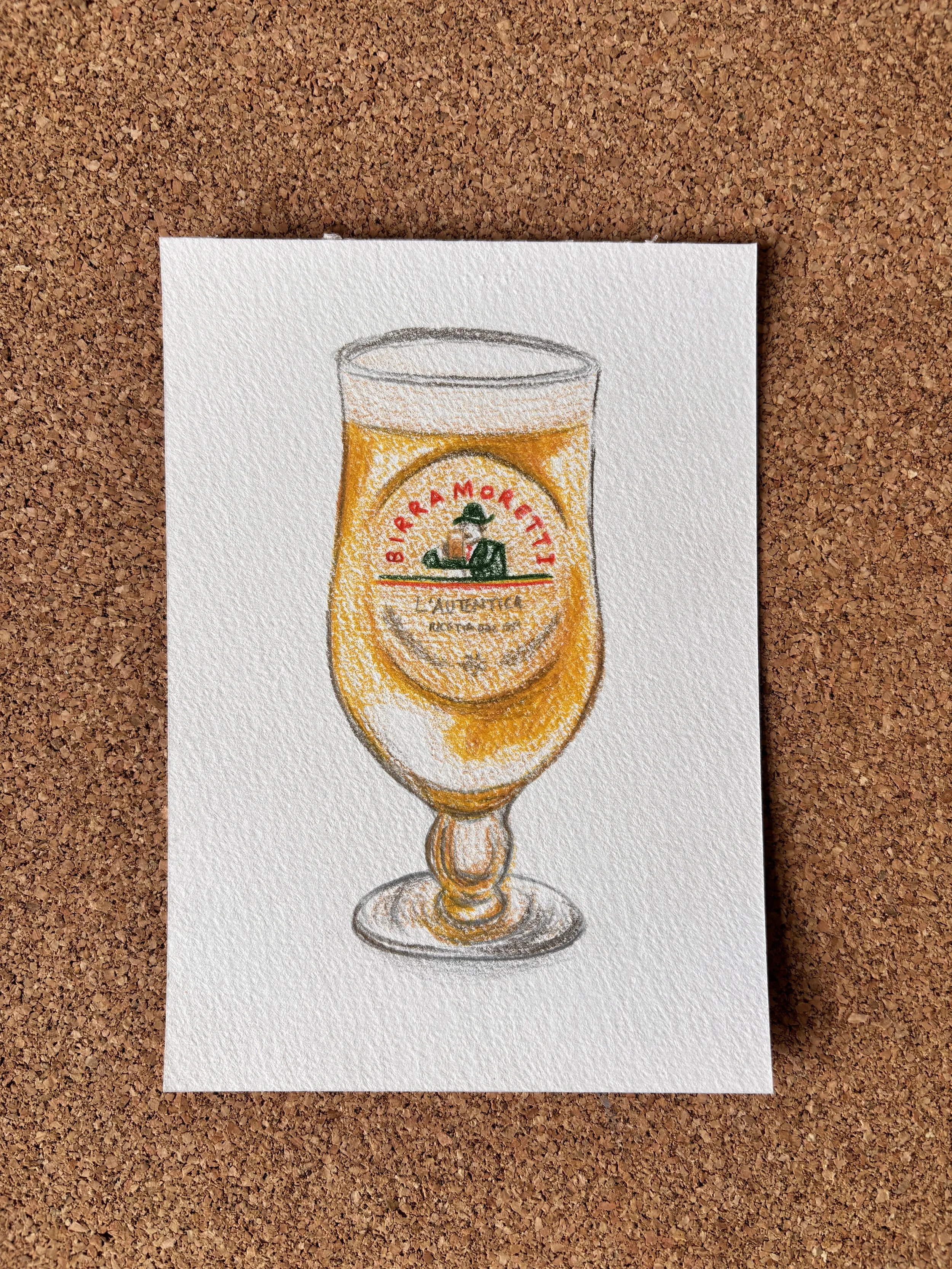 Pint of Moretti - A6 Hand-drawn Illustration