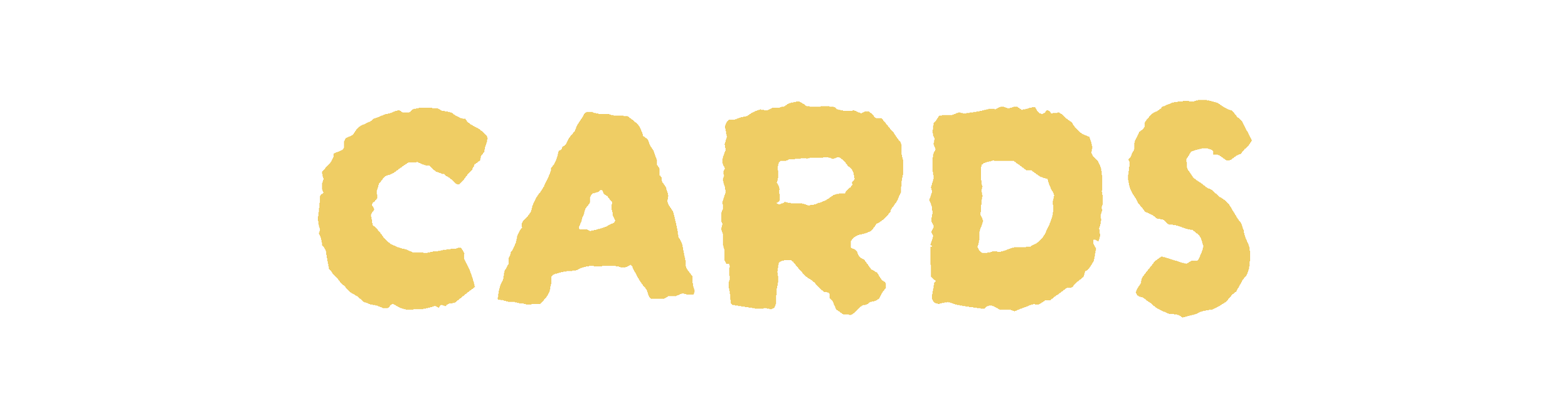 The word 'CARDS' written in bold yellow, randomly shaped letters.