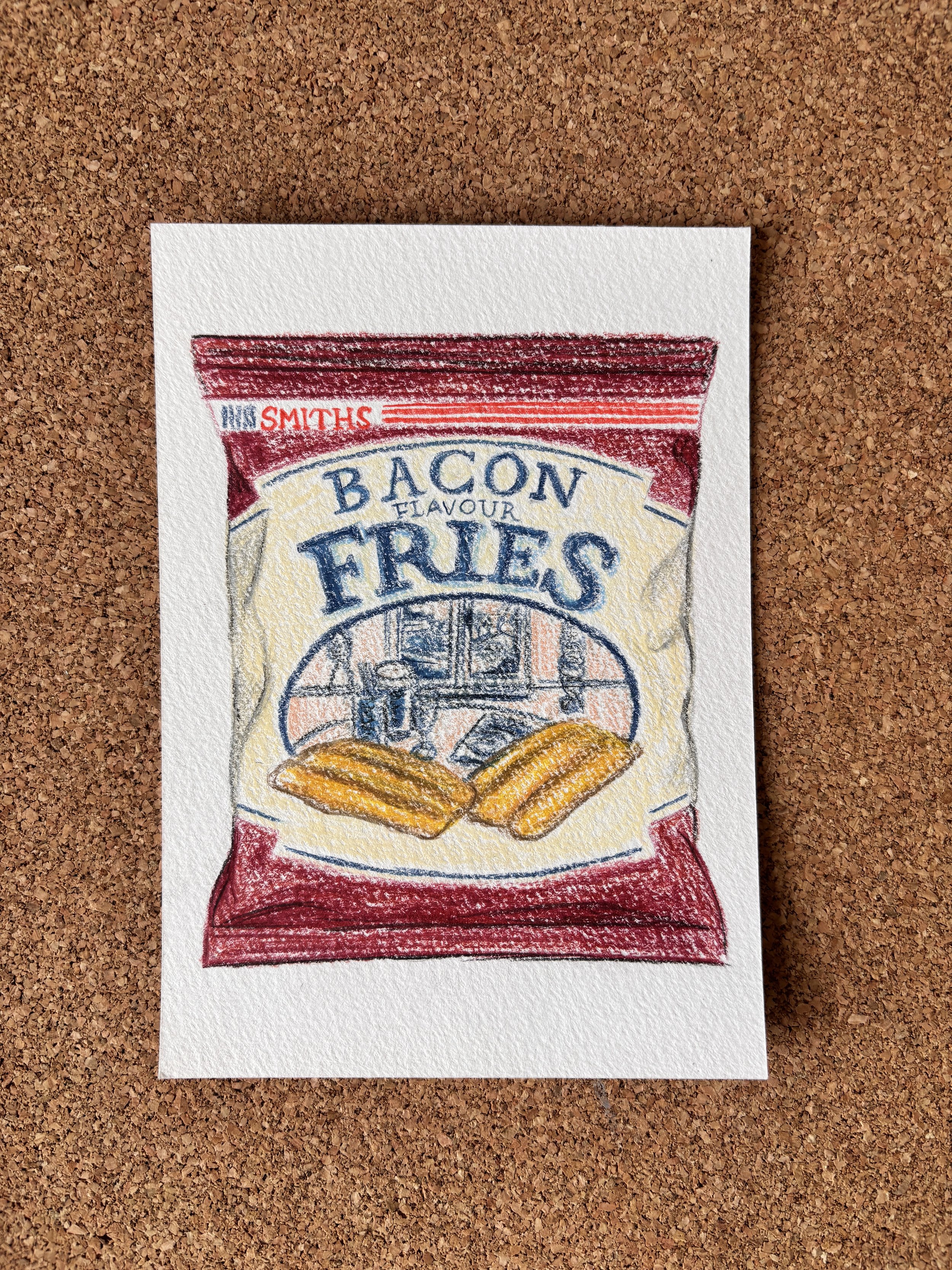 Bacon Fries - A6 Hand-drawn Illustration