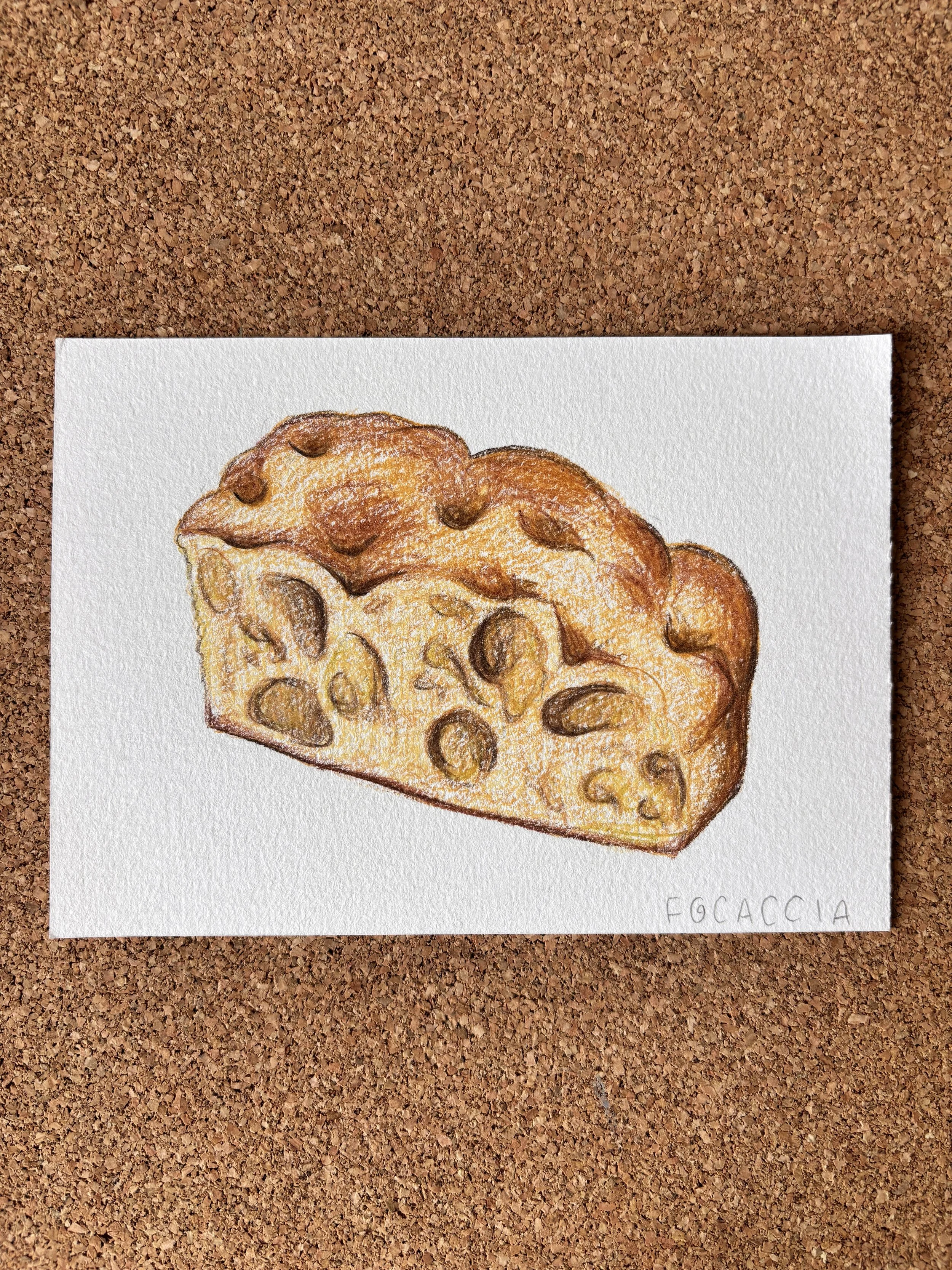 Focaccia - A6 Hand-drawn Illustration