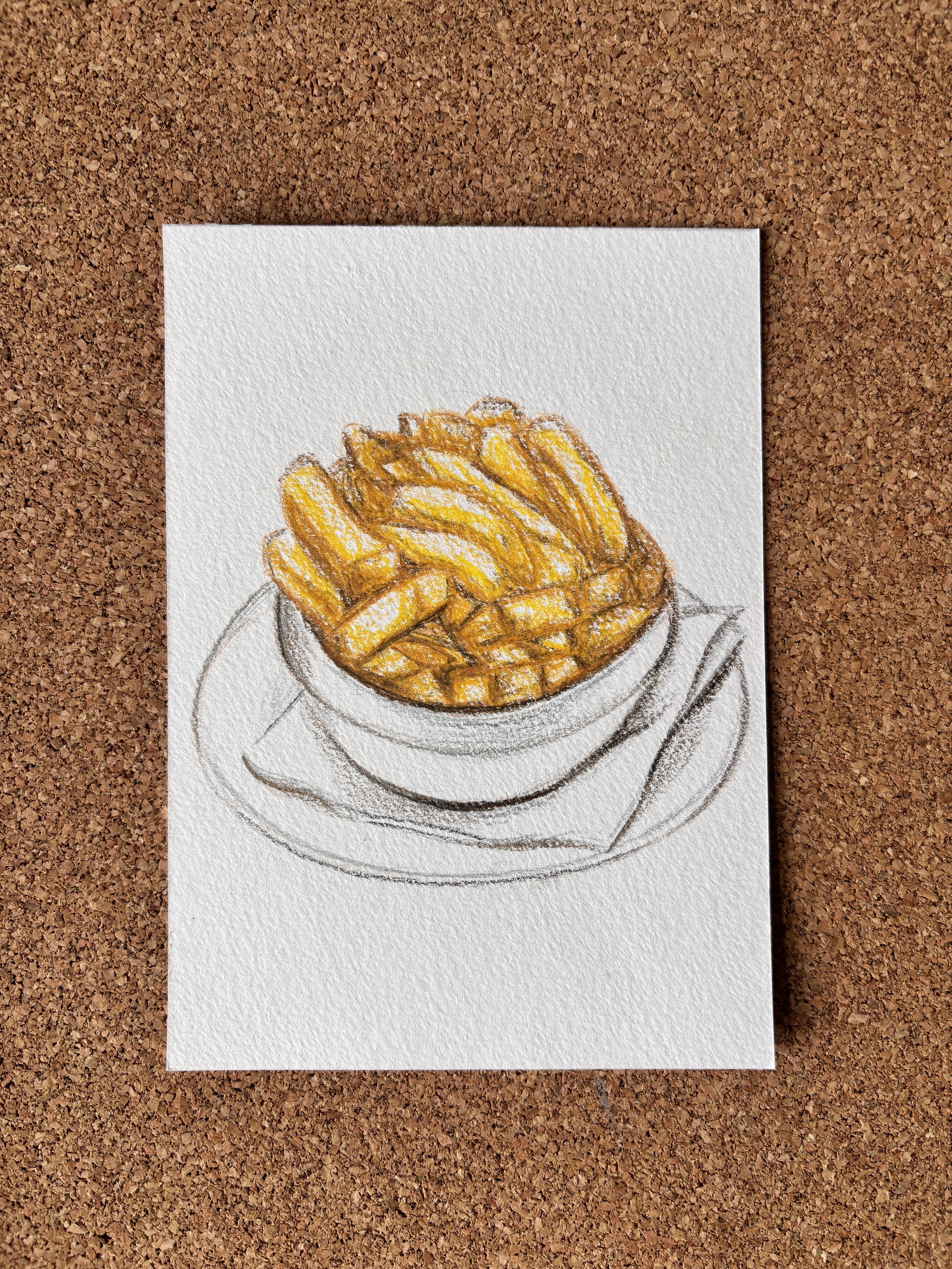 Bowl of Chips - A6 Hand-drawn Illustration