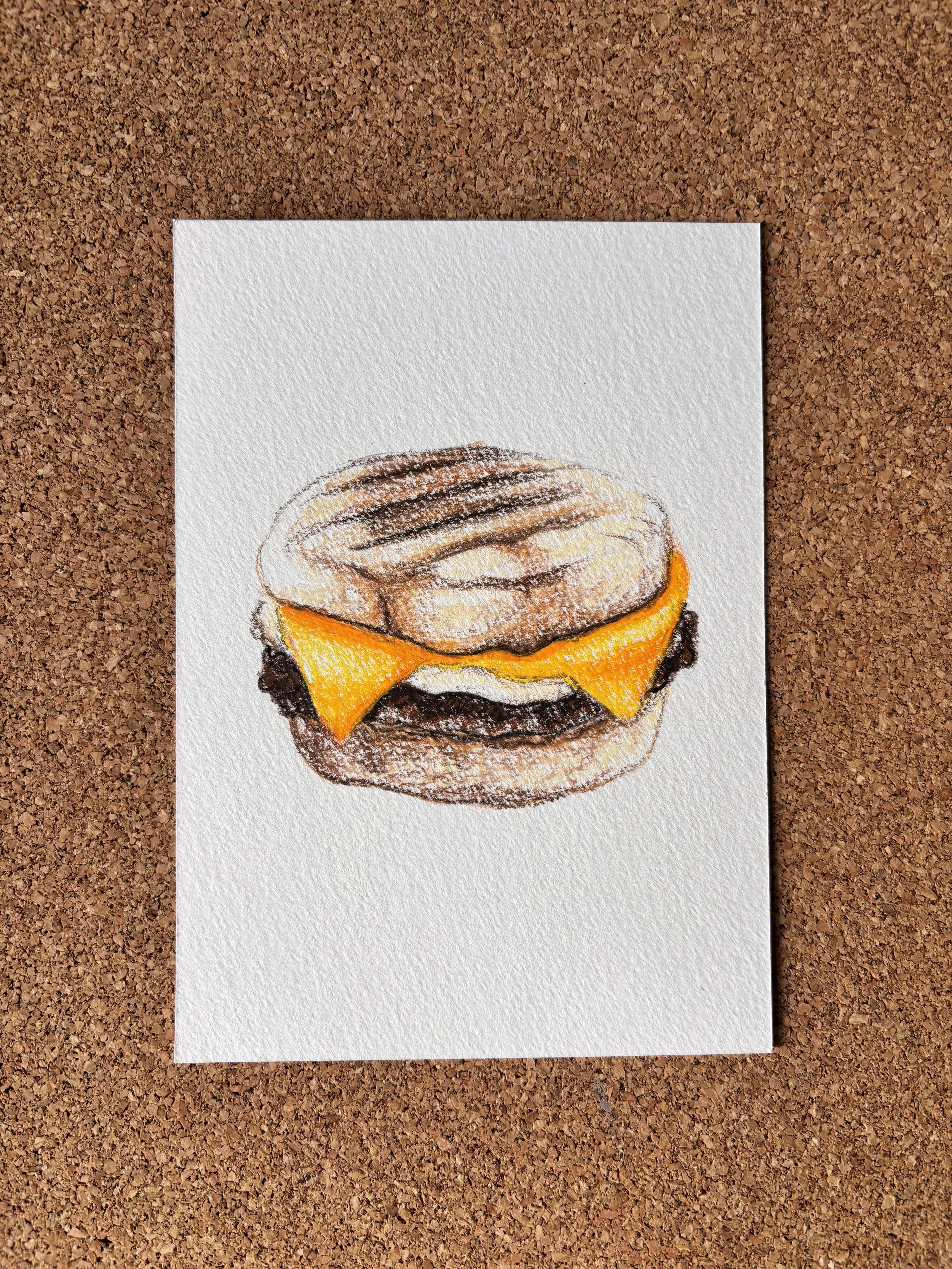 Breakfast Muffin - A6 Hand-drawn Illustration