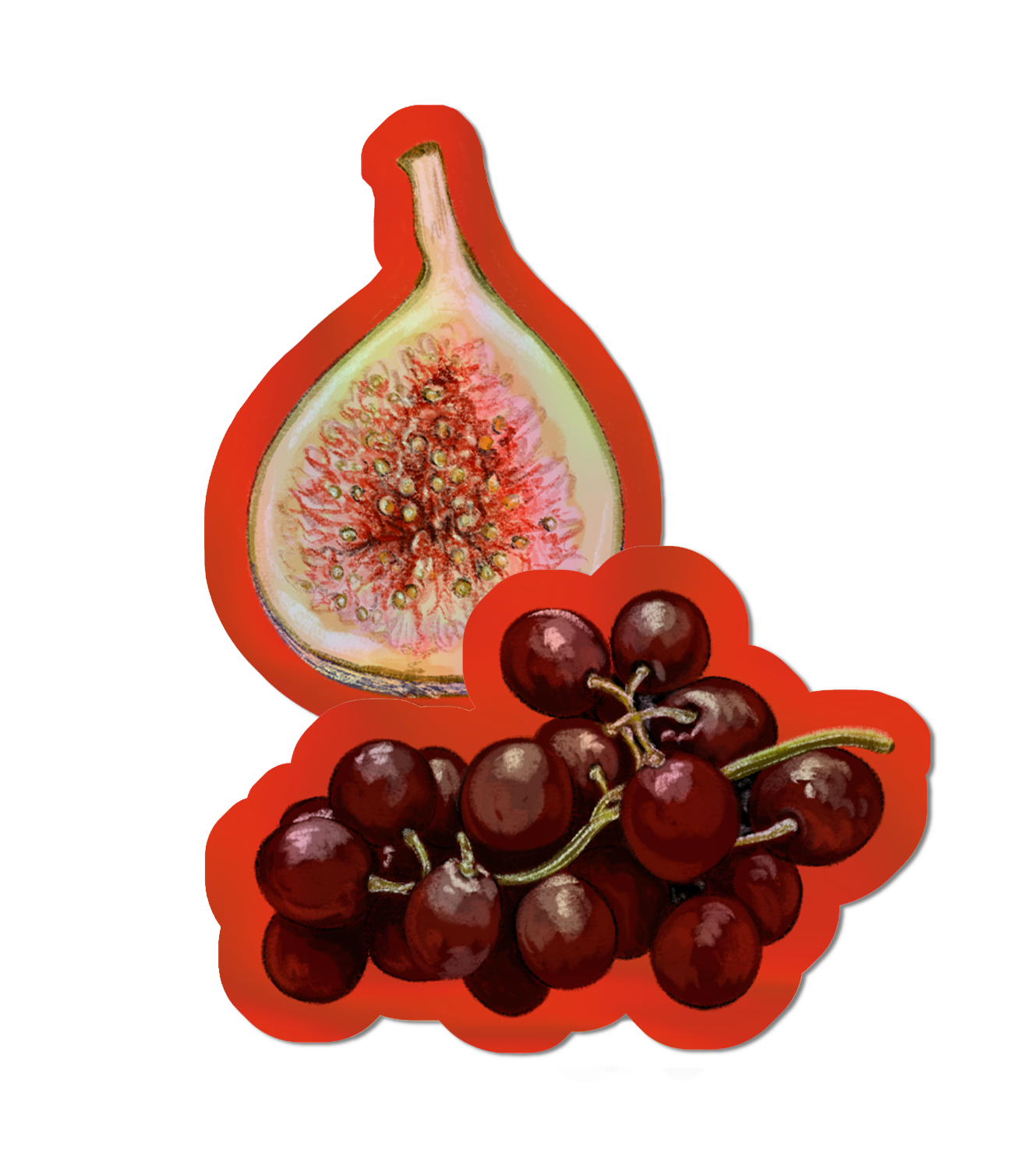 Fig and Grapes - Holographic Sticker.png