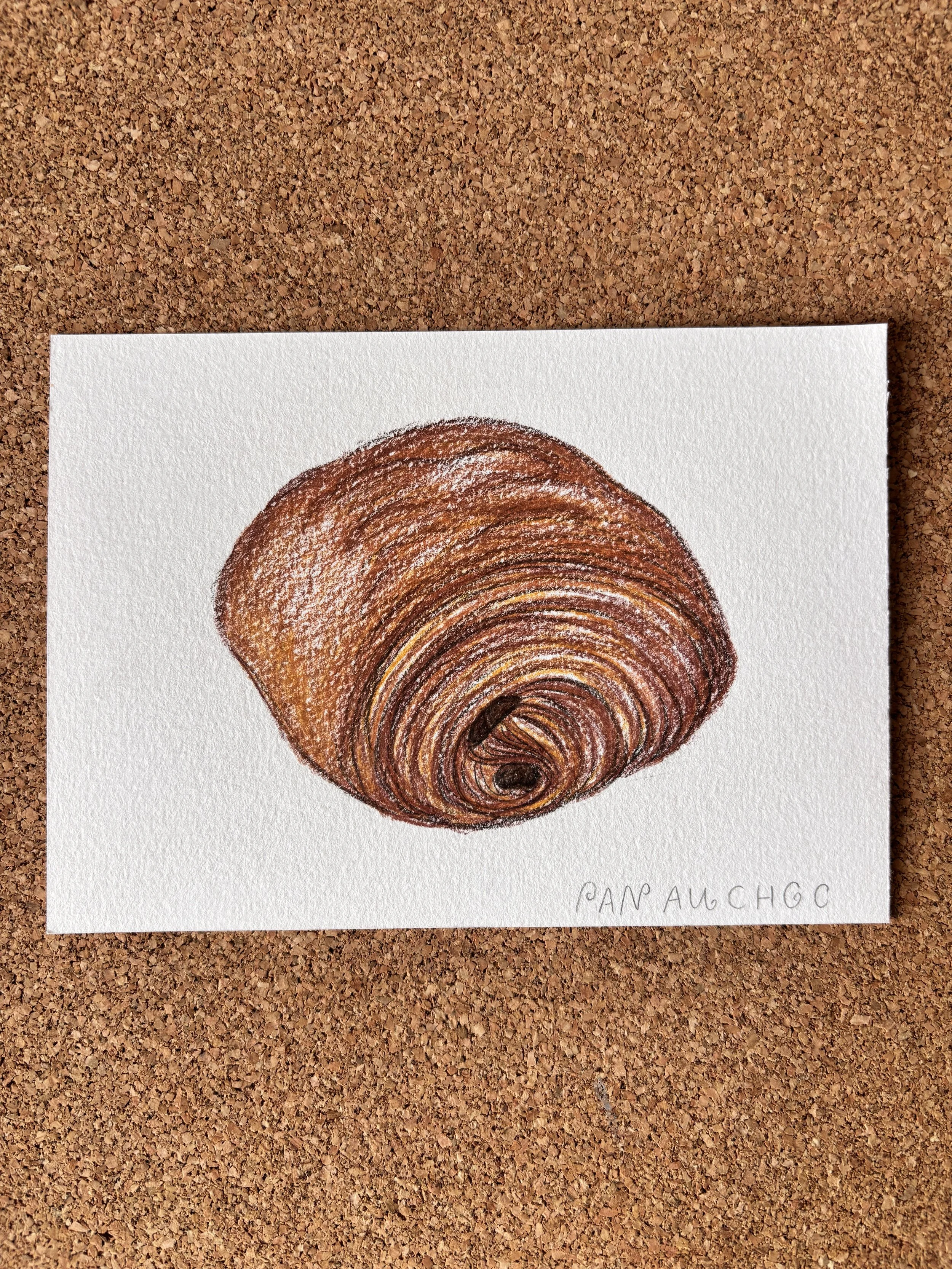 Pain Au Chocolat - A6 Hand-drawn Illustration