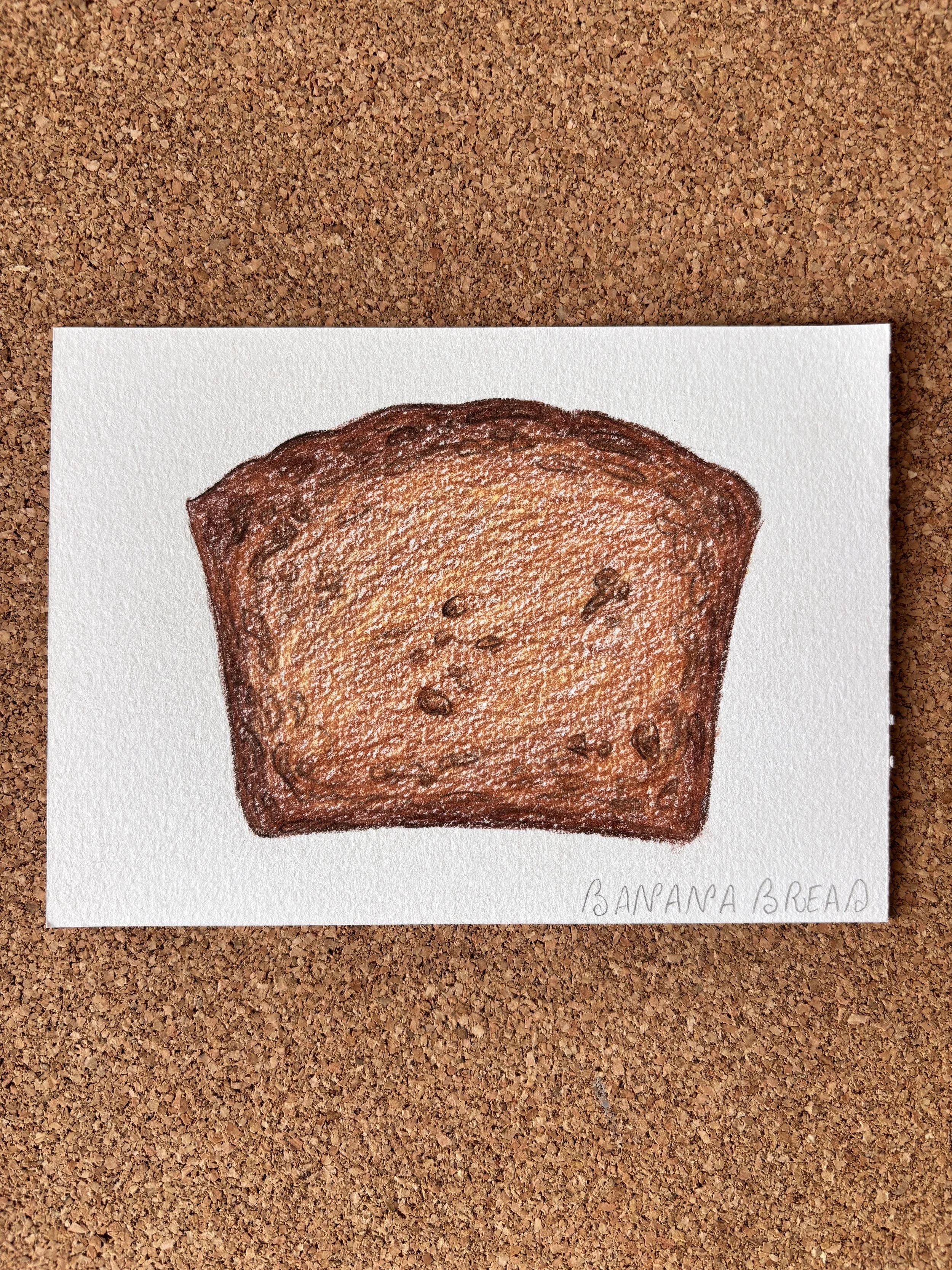 Banana Bread Slice - A6 Hand-drawn Illustration