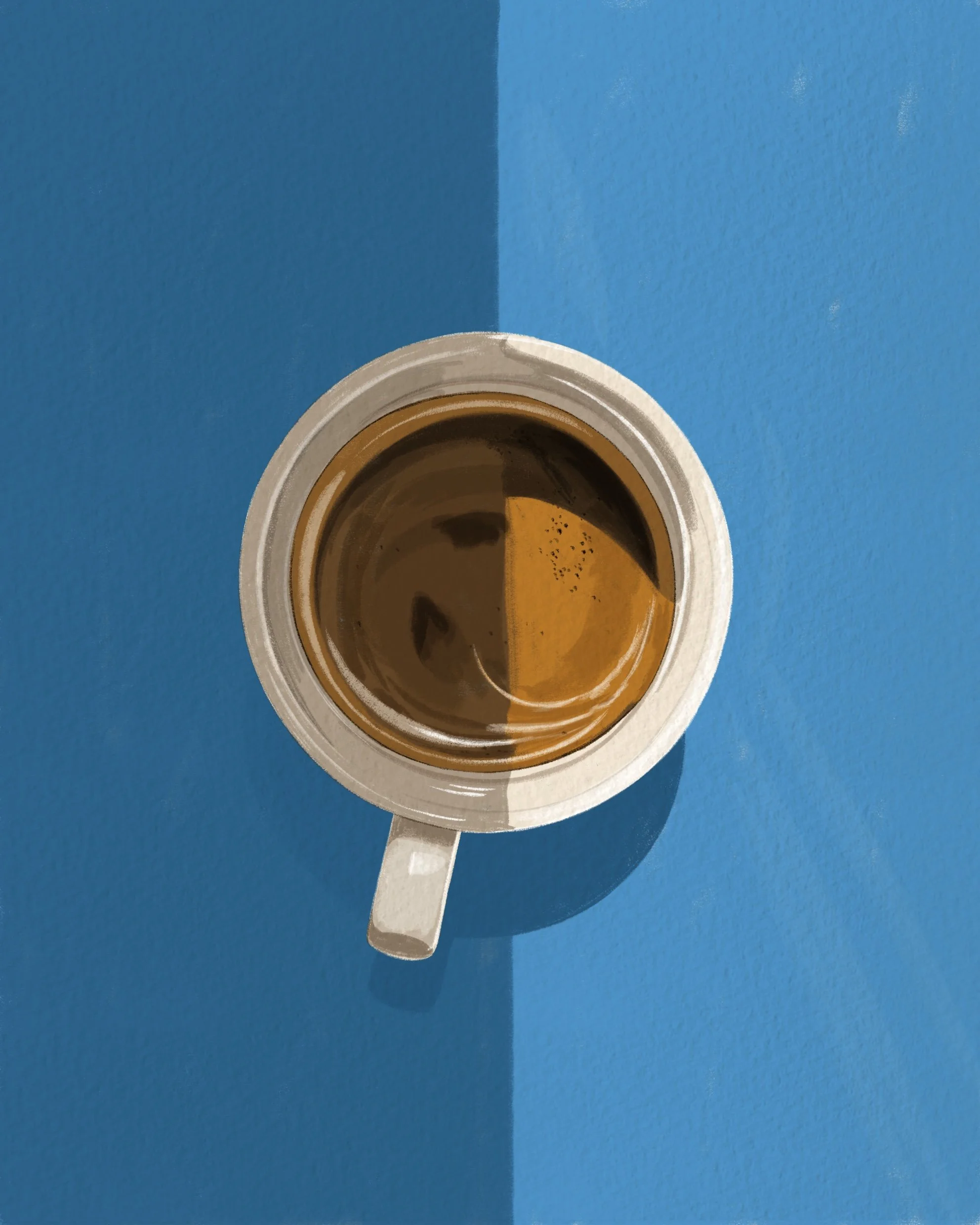Illustration of an Espresso on a blue background.