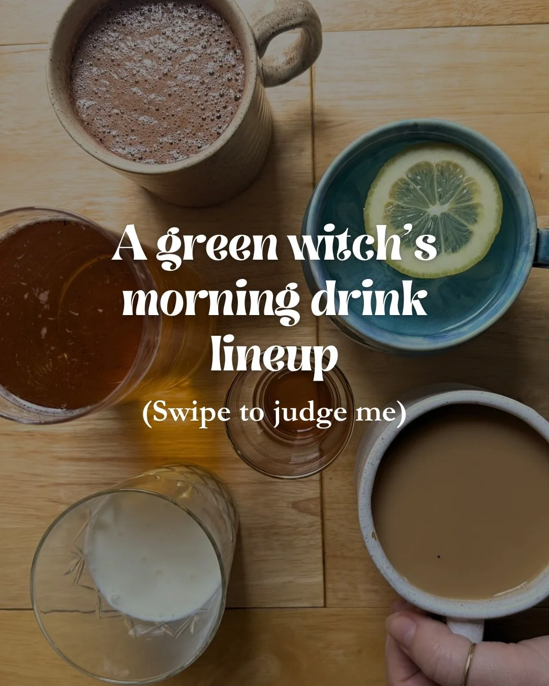 💫Benefits to my daily drinks:
🌿 Herbal tincture - healing my nervous system and 10 years of stress overload

🍋 Lemon water - first drink of the day, packed with Vitamin C and hot liquid to hydrate my body first thing

🥛 Kefir - probiotic full of 