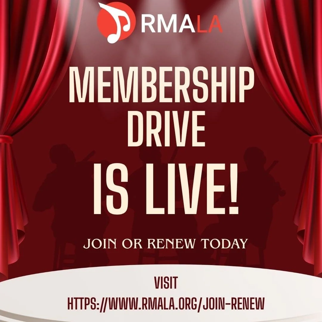 The RMALA Membership Drive is LIVE! 🥁✨

Don't skip a beat! Join or renew your membership today and stay connected.

👉 Head to rmala.org/join-renew to lock it in today!

#RMALA #MusiciansOfLA #StudioMusicians #MusicCommunity