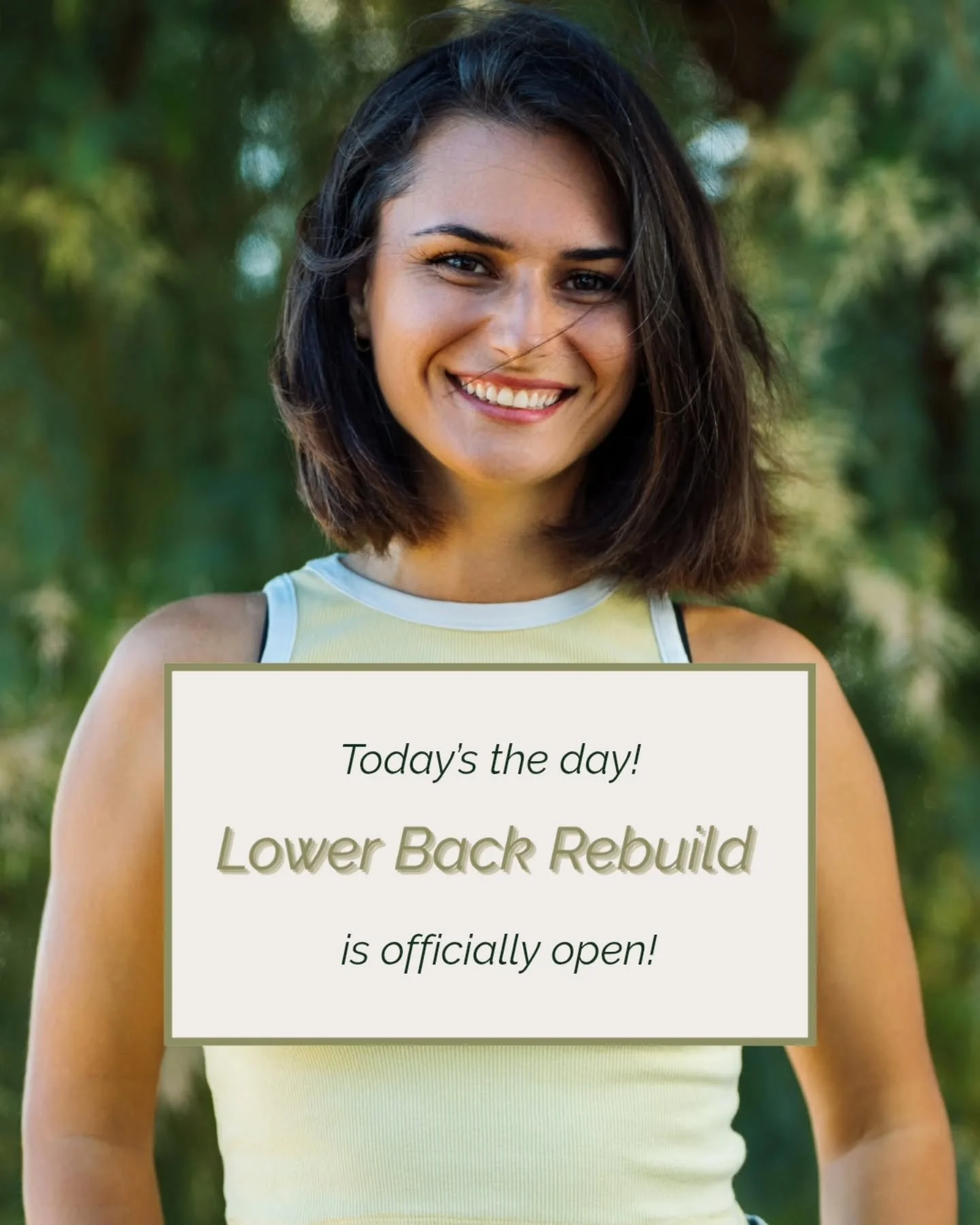 Lower Back Rebuild is open for enrollment! 🎉

Learn all the details through my bio or comment LBR to get the link. 🧚

Doors close on Sunday 23h EET.

#lowerbackrebuild #lowerbackpain #pilatesforlowerbackpain #backpain #mindfulexercise