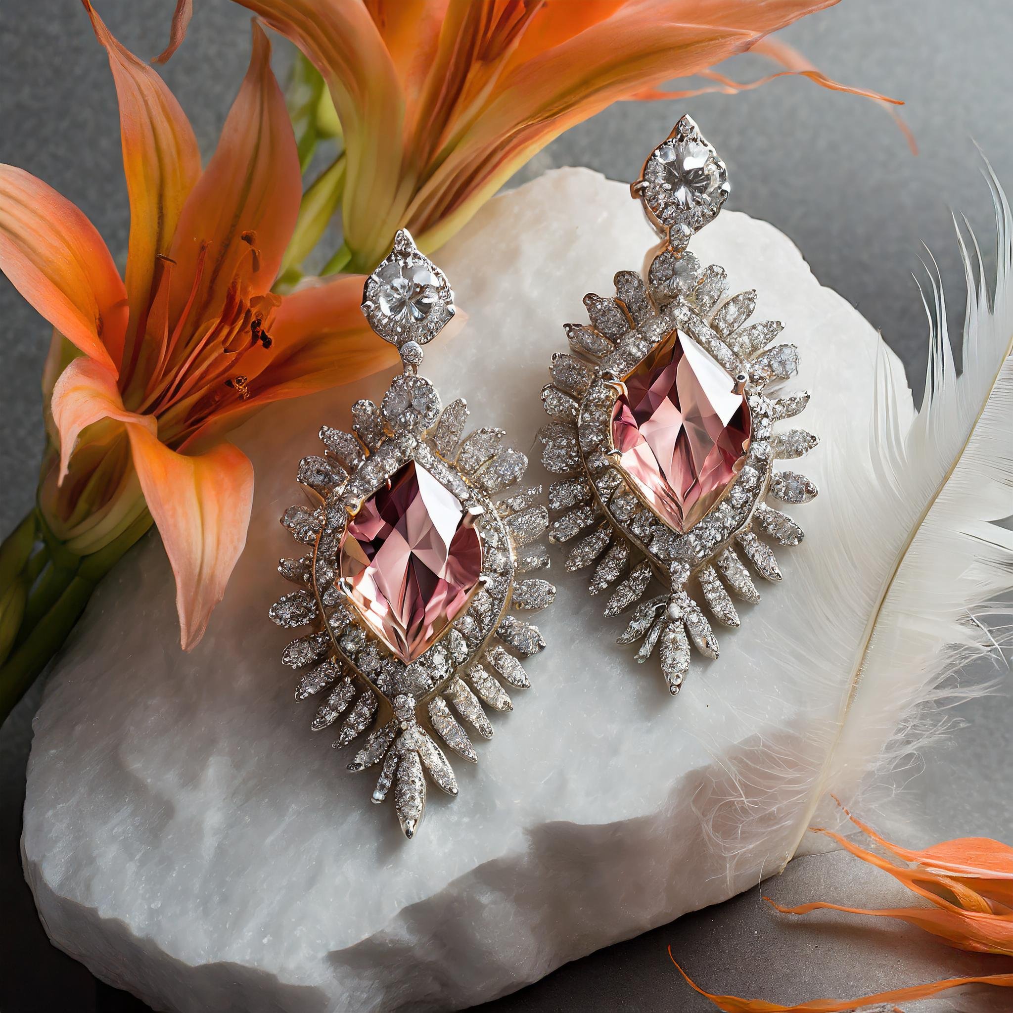 Firefly two rose diamond stone in the middle of two earrings with silver which is on top of a white -2.jpg