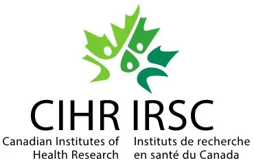 Logo of CIHR IRSC, Canadian Institutes of Health Research, featuring three green abstract maple leaves and text in English and French.