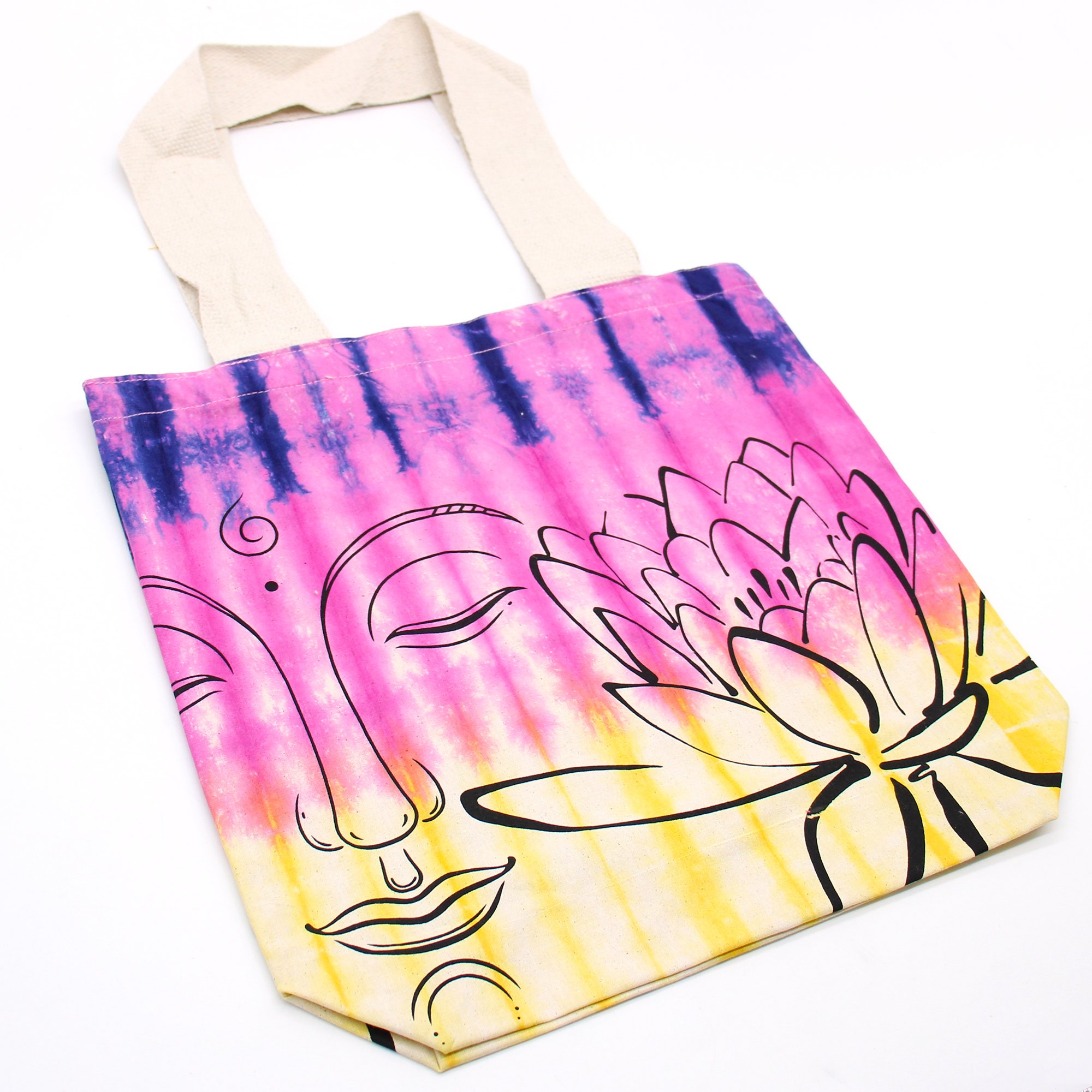 Lotus Buddha Design Cotton Bag flat.jpeg