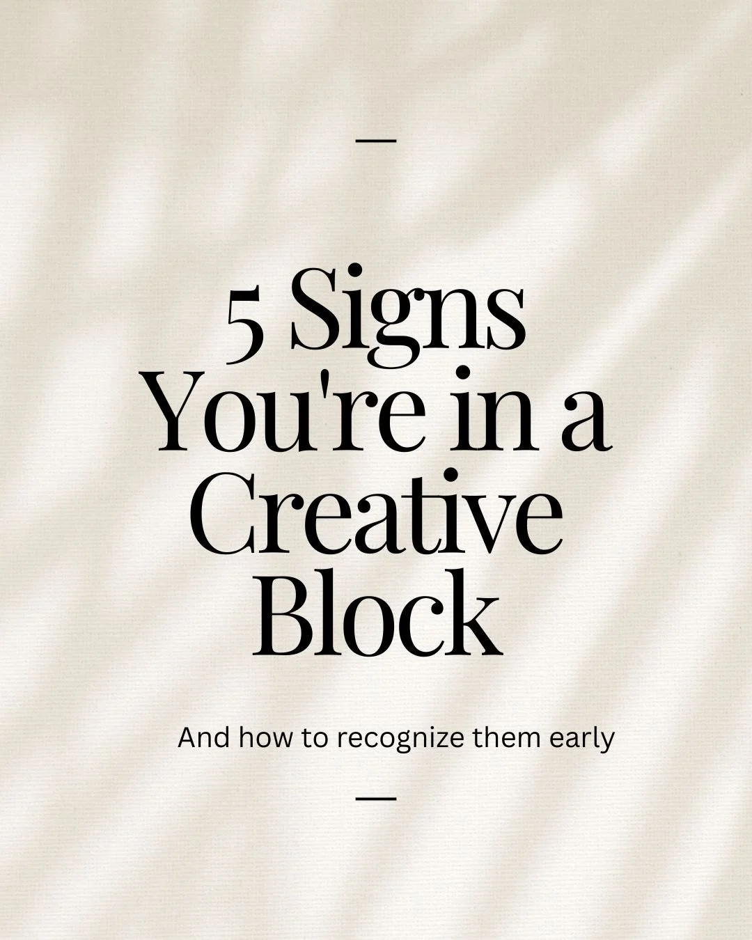 Feeling stuck or scattered? These 5 signs of creative block will call it out&mdash;and help you name it so you can move through it. Save this for your next dip and share with a creative who needs it.
Comment which sign you&rsquo;re experiencing right