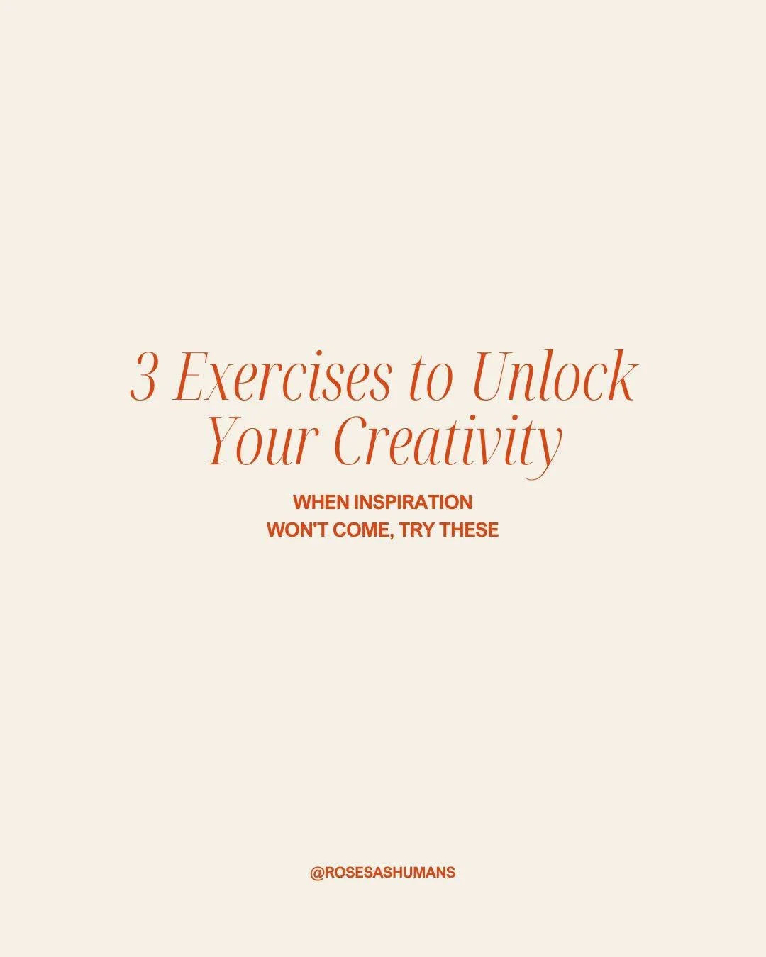 Stuck waiting for inspiration? Try these 3 quick exercises to unlock flow today. Save for your next block and share with a creative who needs a nudge.

1) 10‑Minute Write &mdash; no edits, no judgment, just words

2) Instrument Improv &mdash; play fr