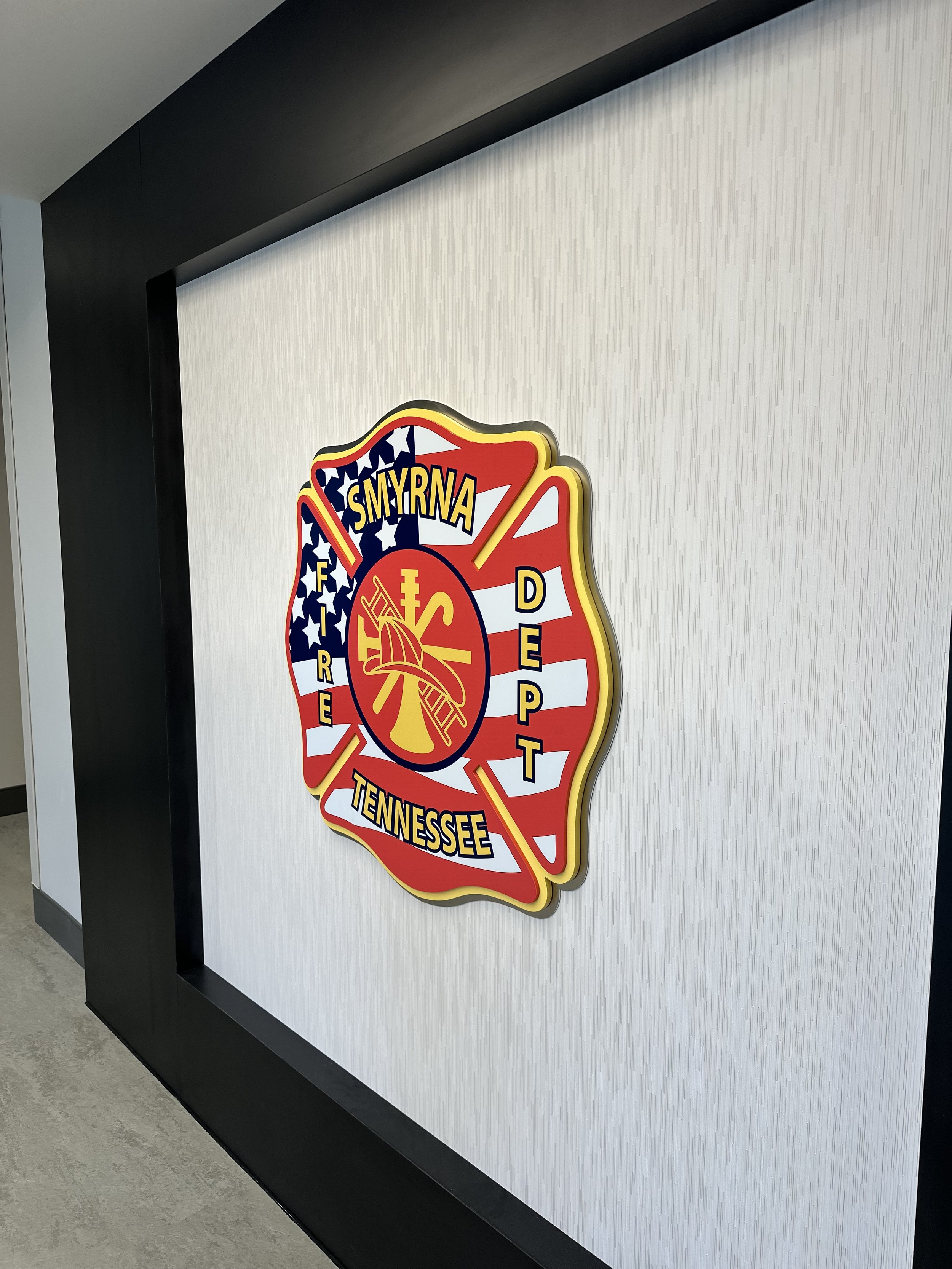Smyrna Tennessee Fire Department logo on a wall