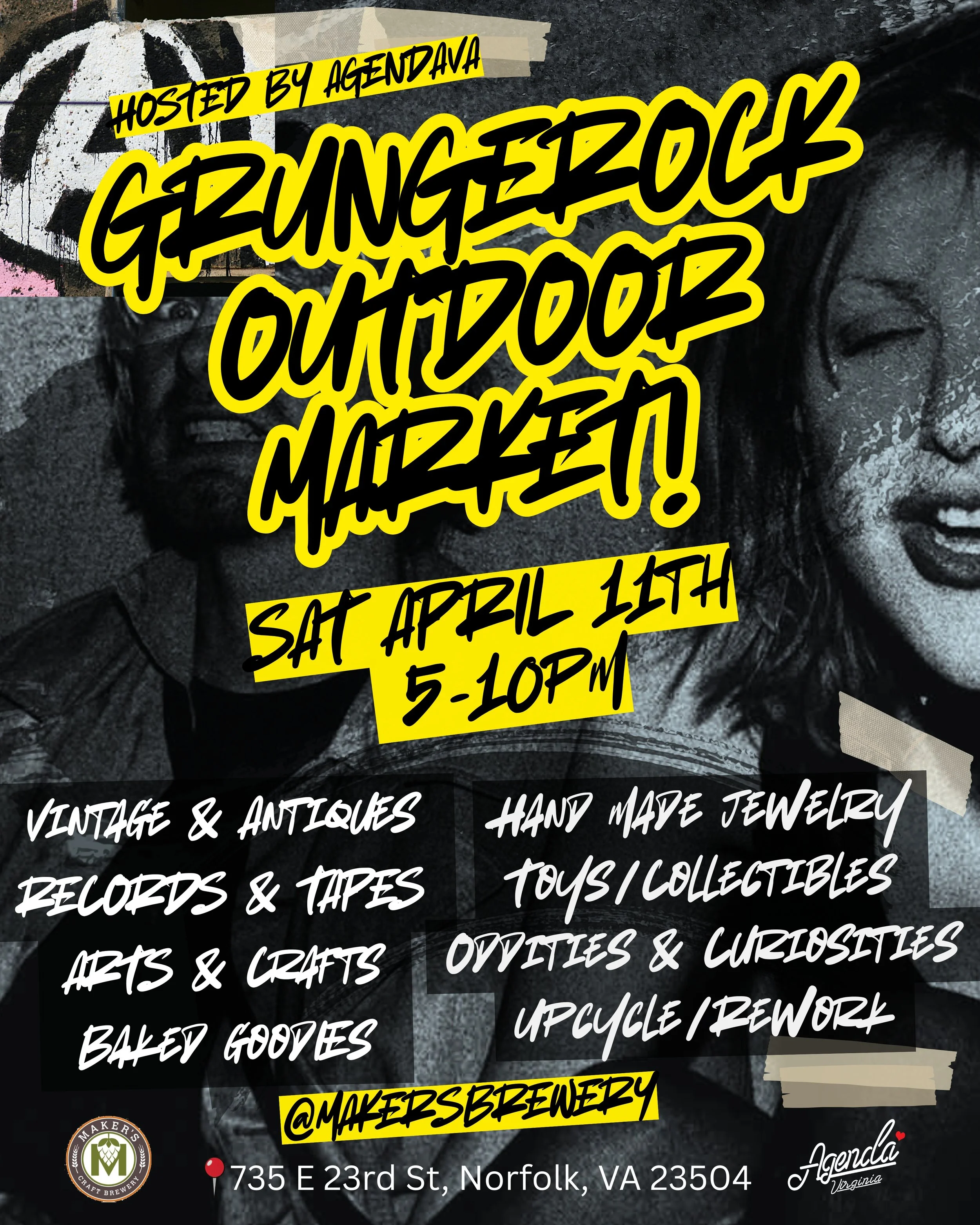 GRUNGE ROCK OUTDOOR MARKET @MAKERSBREWERY SAT APRIL 11 5-10PM