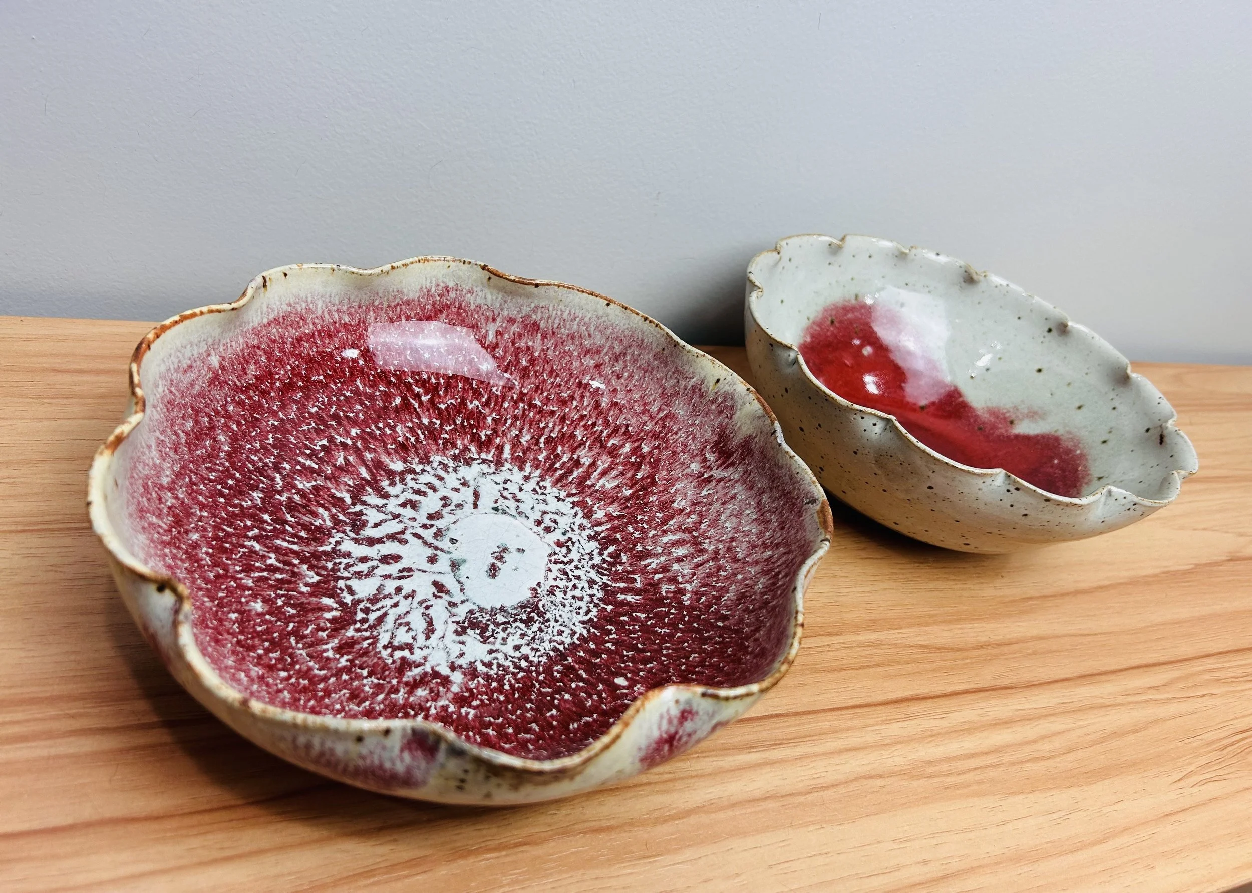 Ceramic bowls thrown on the wheel, fired with custom glaze