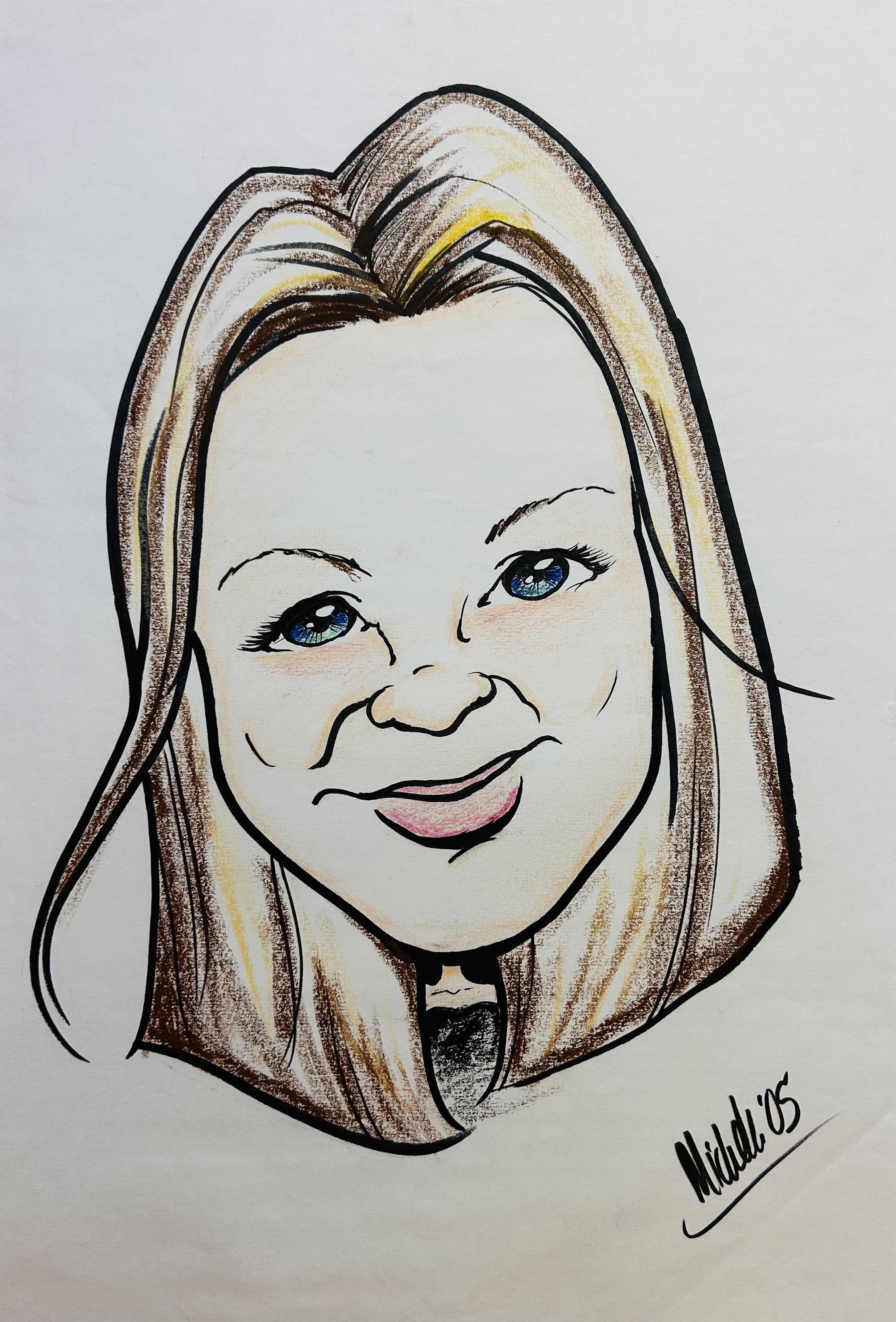 Caricature study - Ink and pastel on paper