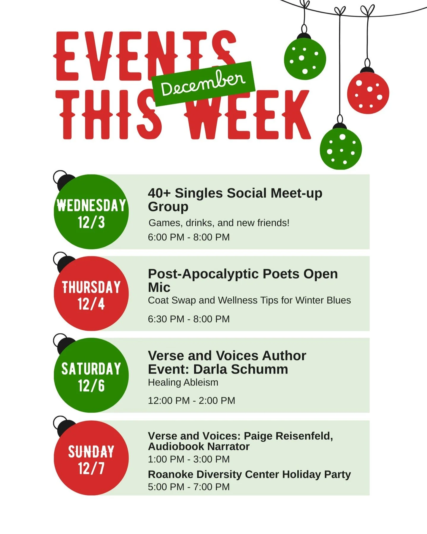 Lots to check out this week! From author events to social get-togethers, there's something for everyone. Check out individual posts for more information about each event.