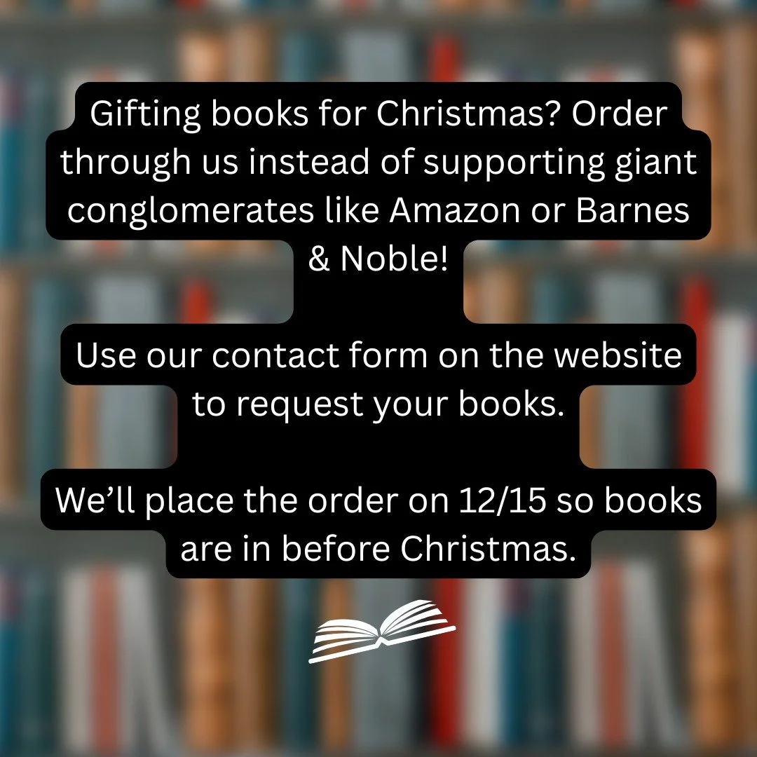Amazon is bad, order your books through us! We can order just about any mainstream on your Christmas list. Just use the contact for on our website to make your request!