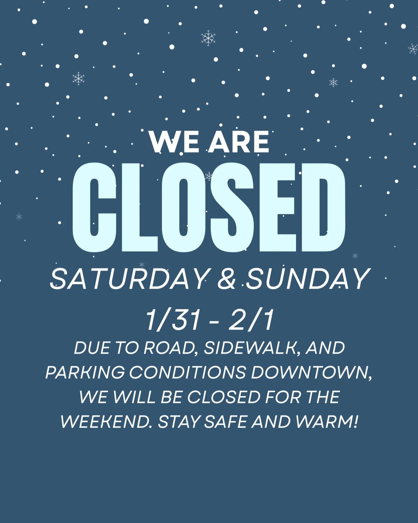 If you wanted to book shop today, remember that you can always request a book order through us! Just use the contact form on the website. Hoping the city can clear our parking before we re-open next week.