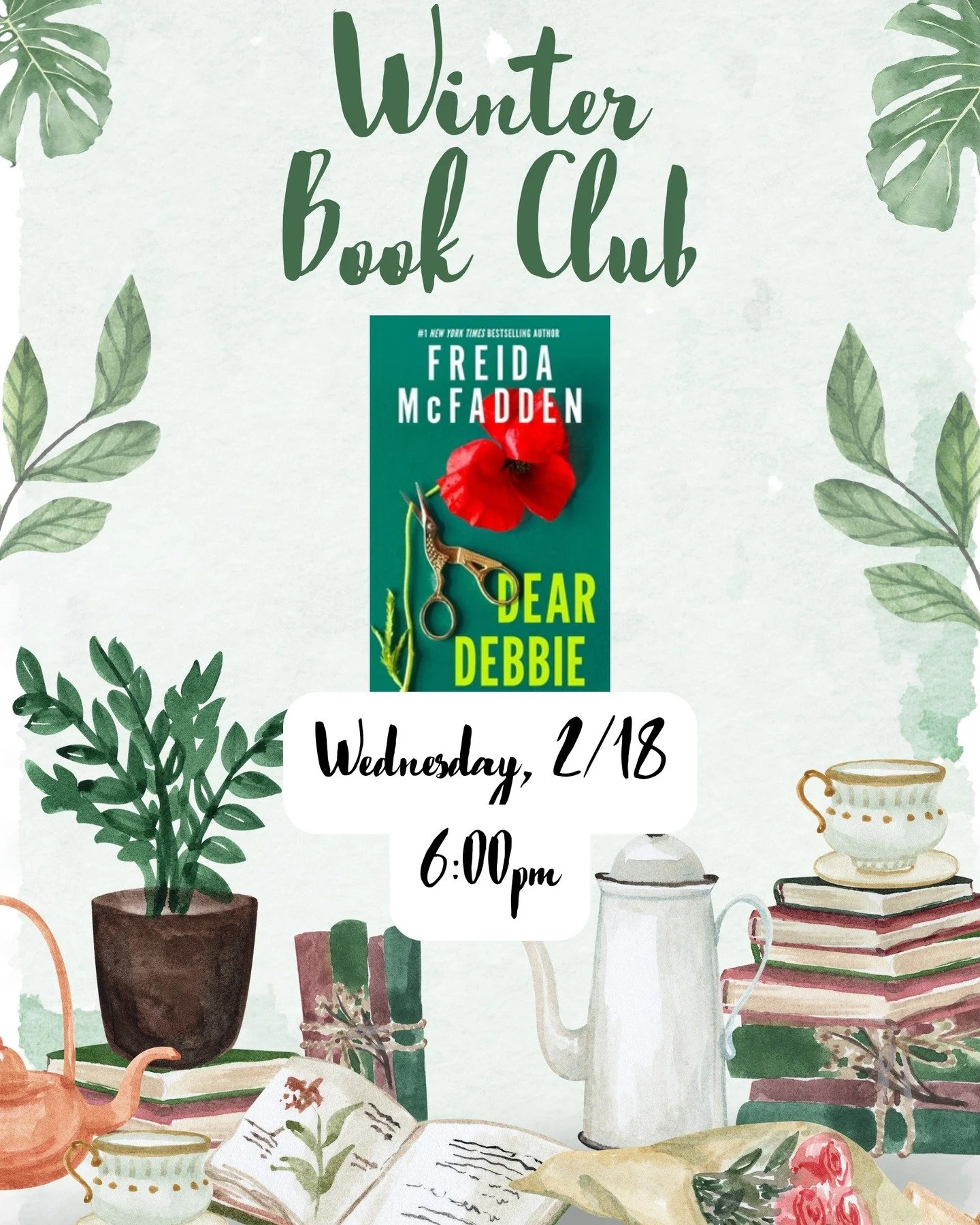 Don't forget to register for book club this Wednesday! Can't wait to hear all of your opinions about Debbie. 🌺

www.thebibliopub.com/events
