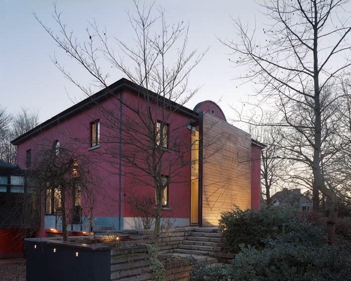 Porte, gravure, bois, entrée, grand, facade, jardin, escalier