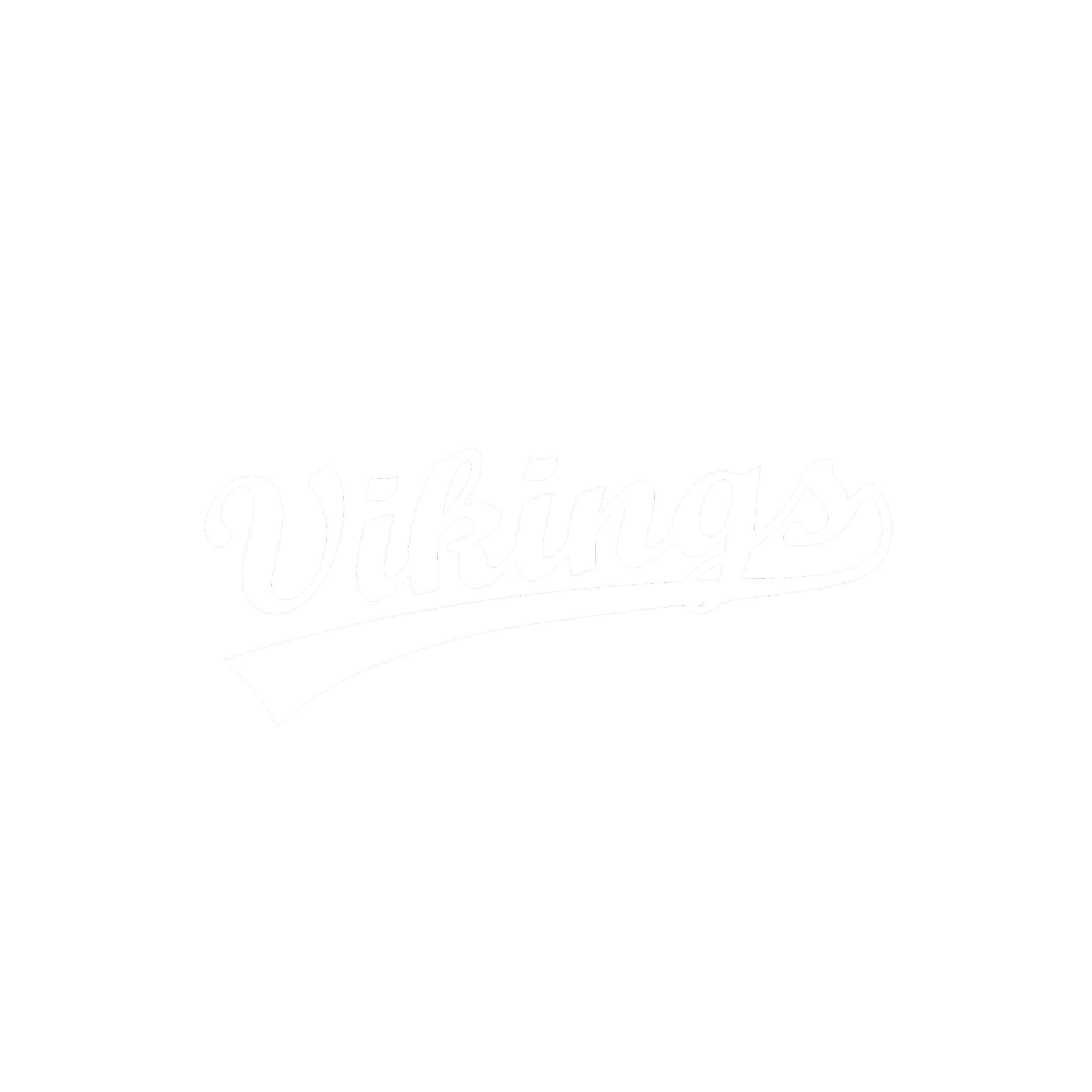 Logo noir avec le mot 'Vikings' écrit en blanc en cursive.