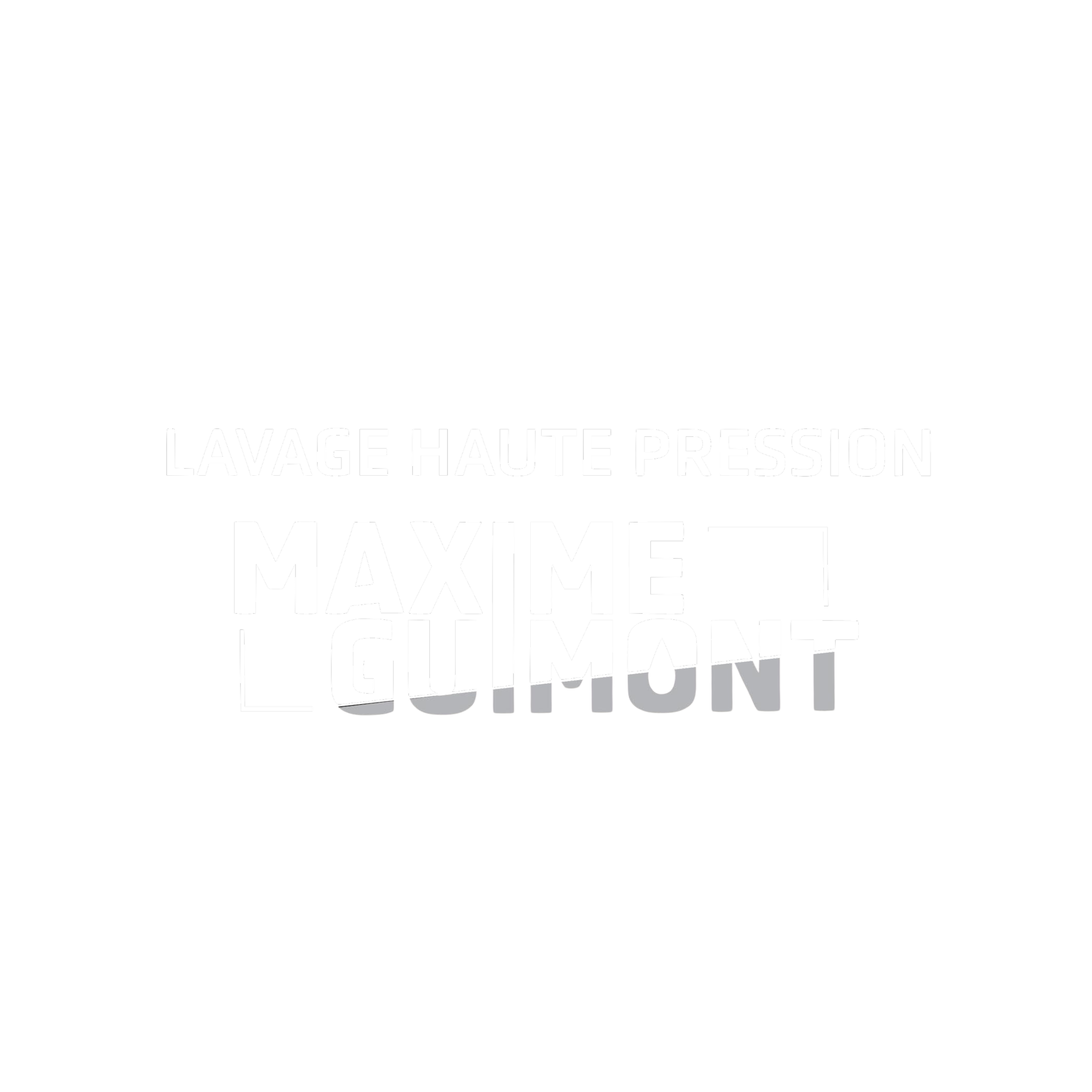 Texte en français indiquant un lavage à haute pression avec le mot maximum en grand et en gras, et un fond noir avec des éléments graphiques colorés