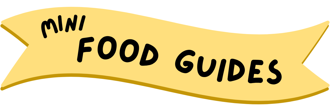 Yellow banner Mini Food Guides logo.
