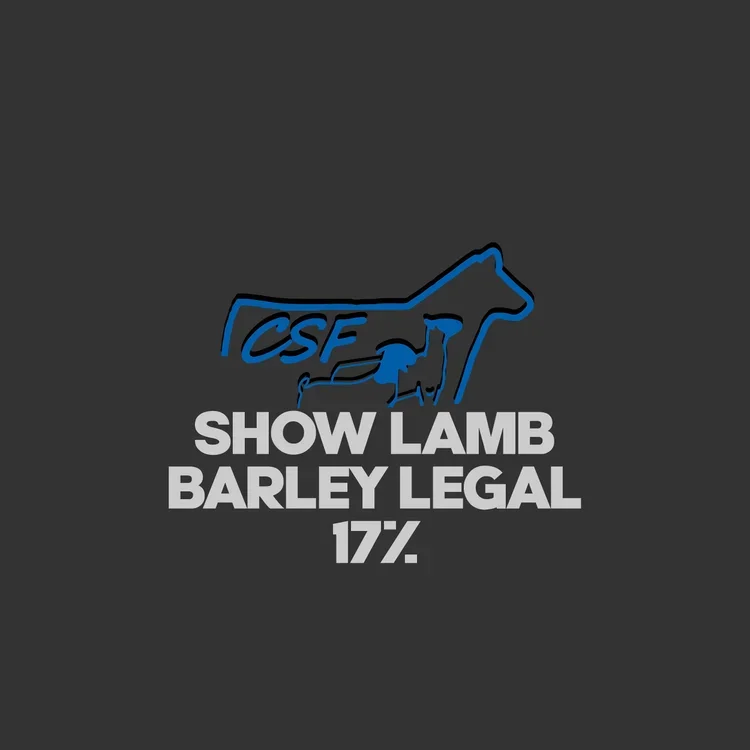 A higher-protein, barley-based show lamb feed designed to support muscle development and controlled growth while remaining show-legal.