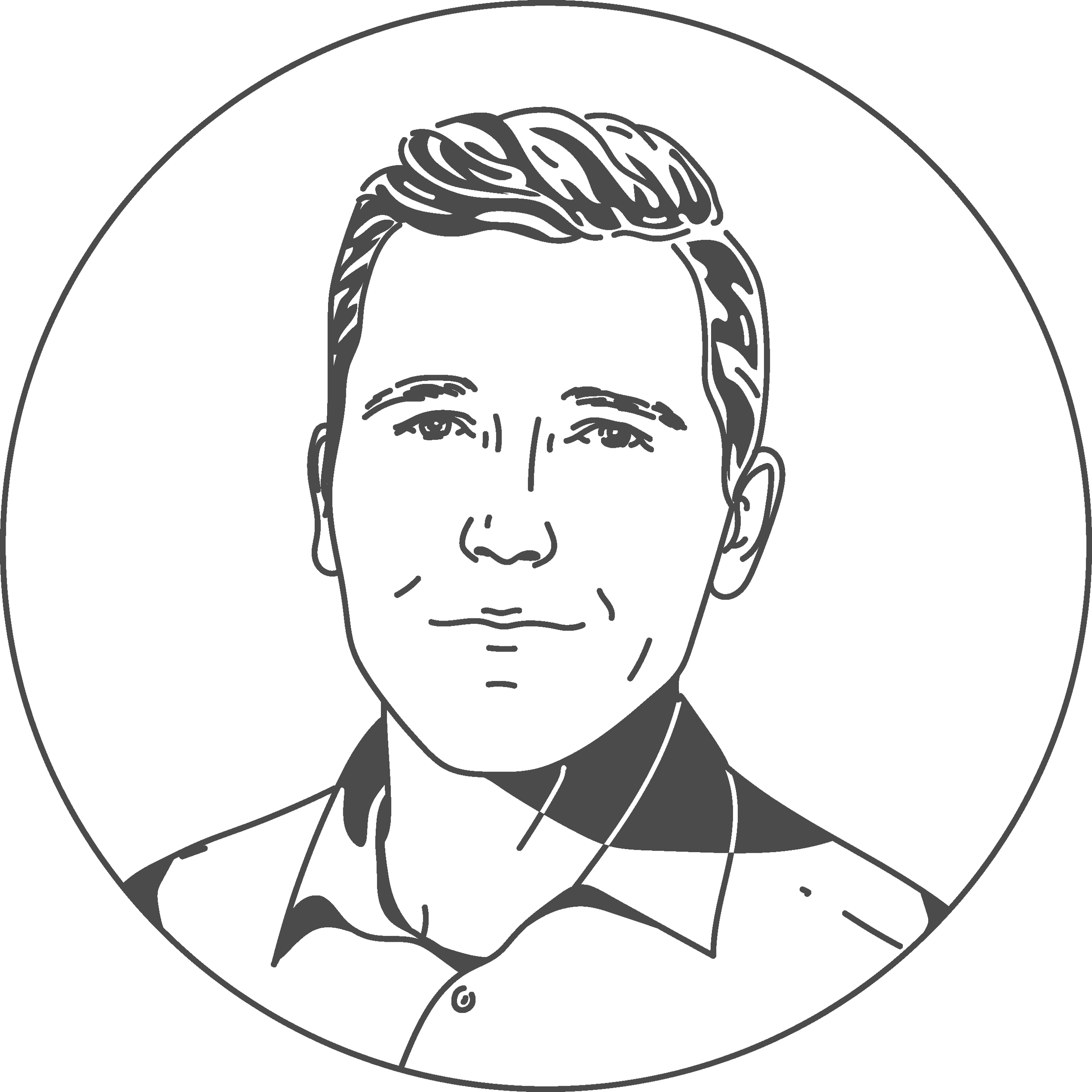 Default user profile icon with a gray circle background, a white circular face outline, and no additional details.