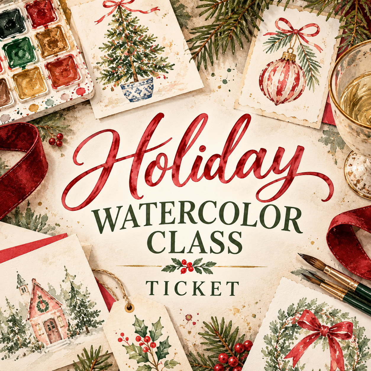 Holiday Watercolor Class Ticket
