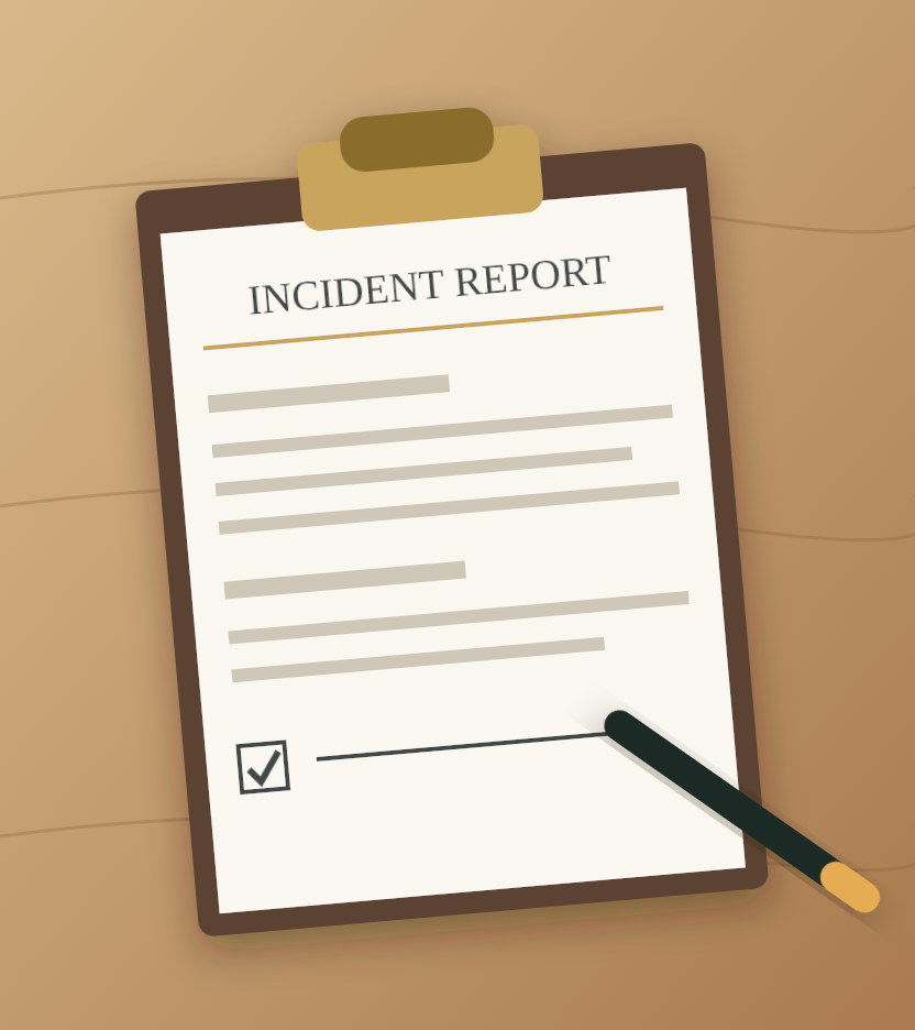 Incident report form for an injury at Morristown Medical Center