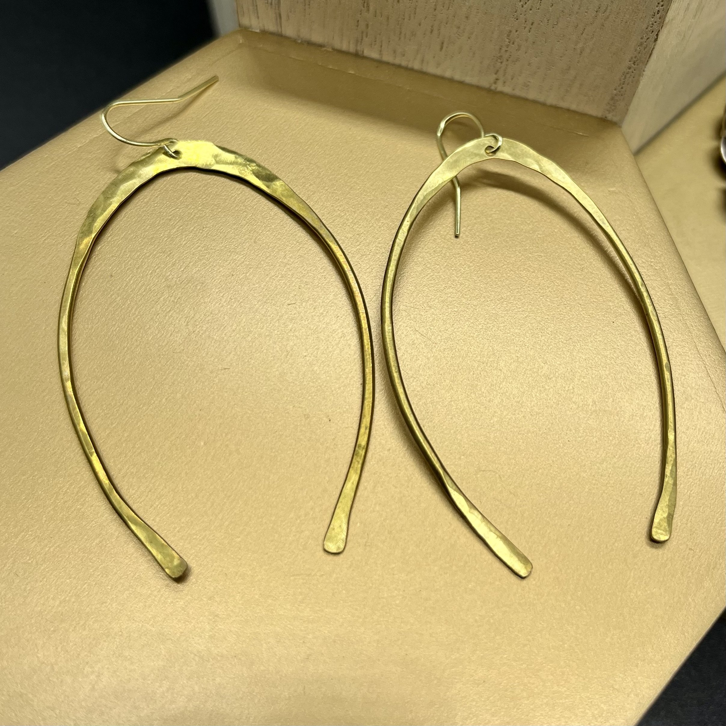 earrings brass dangles wishbone shaped