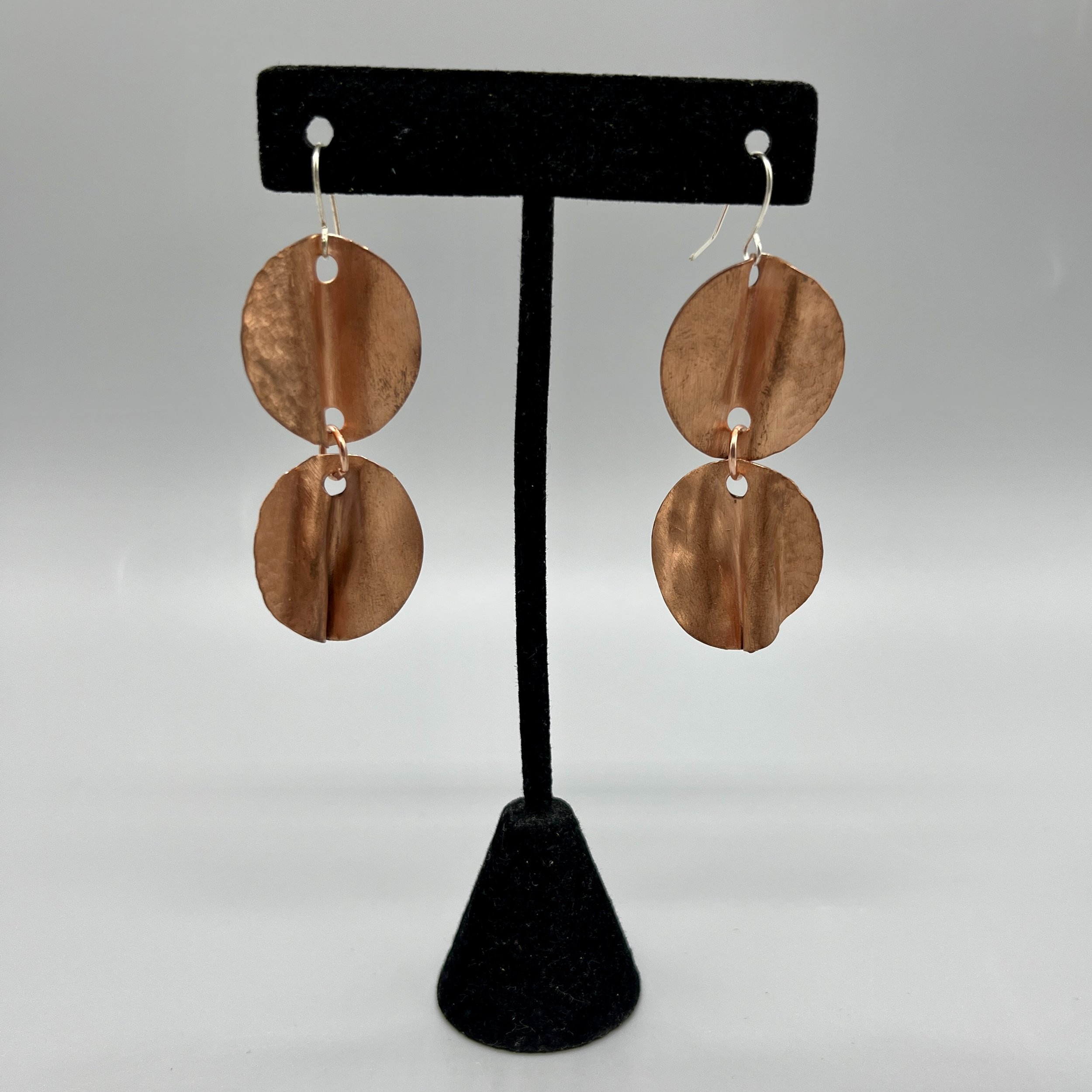 earrings copper stacked dangles hand formed and textured