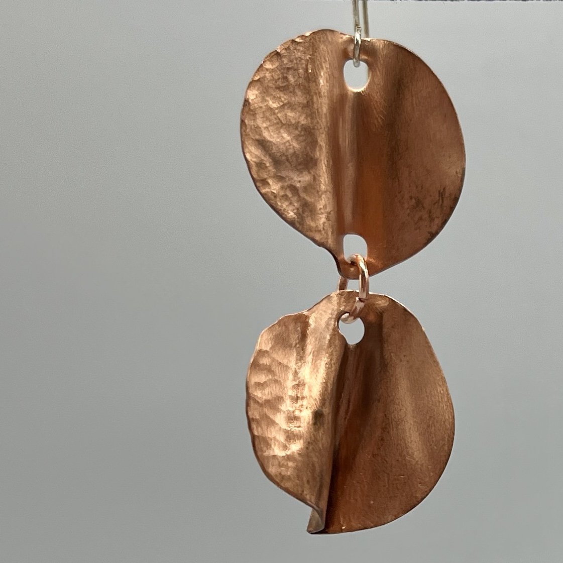 earrings copper stacked dangles hand formed and textured