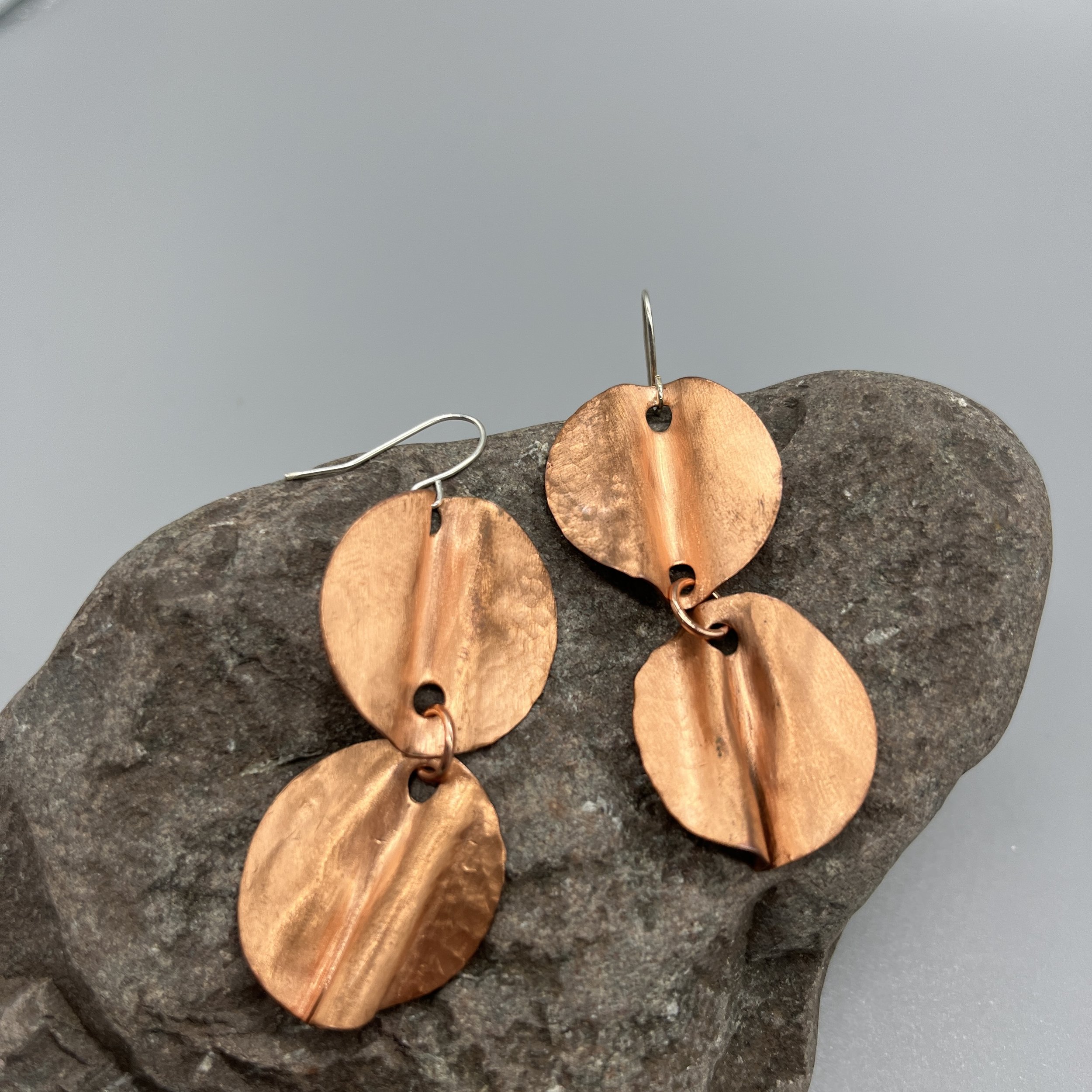 Sculpted Copper Dangle Earrings