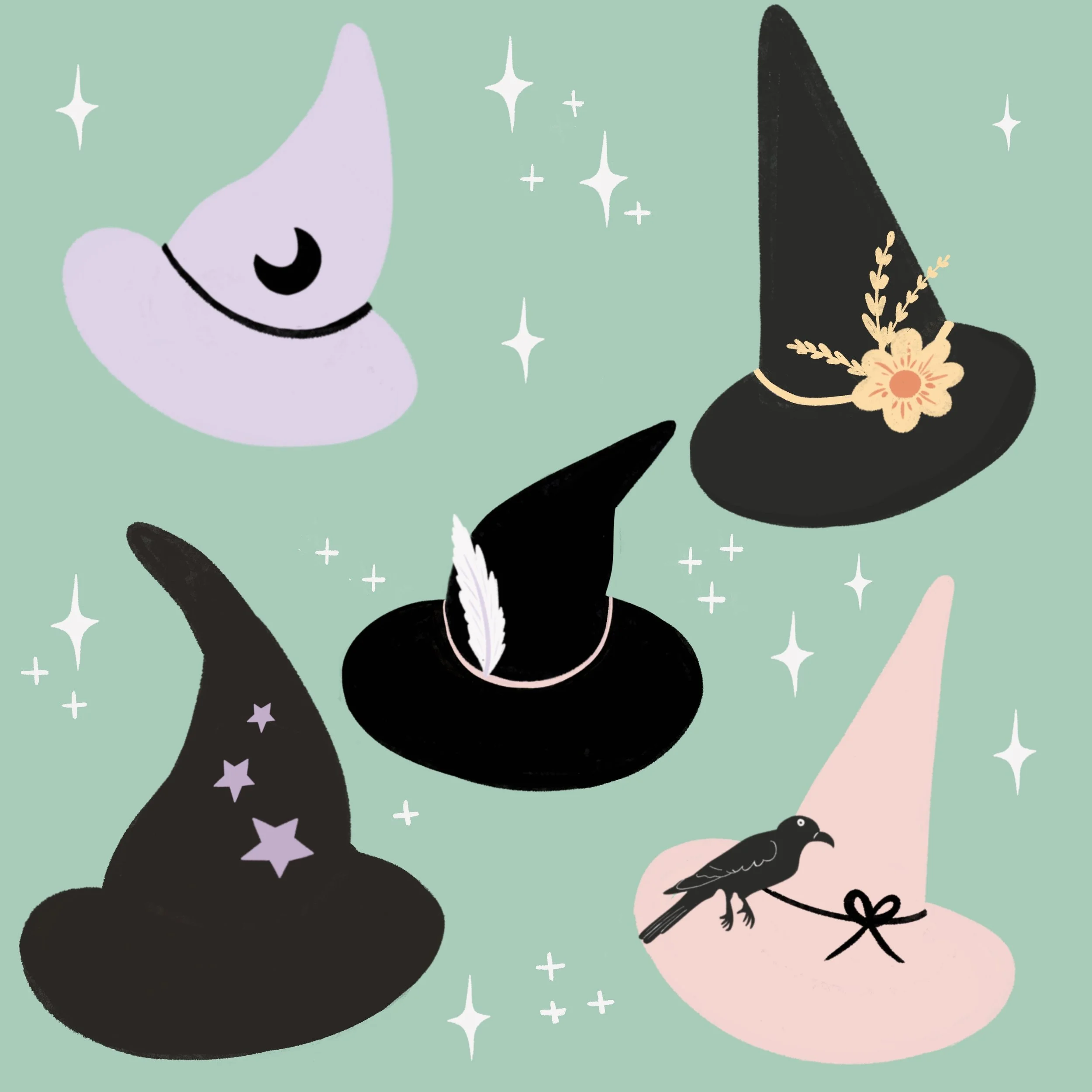 Whimsical Witch Hats- Green.jpg
