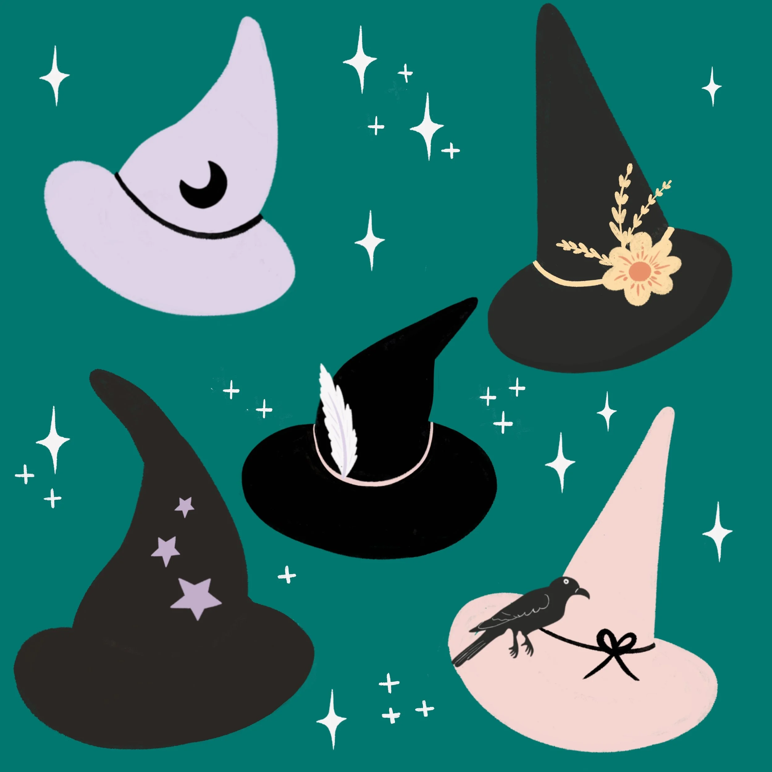 Whimsical Witch Hats- Teal.jpg
