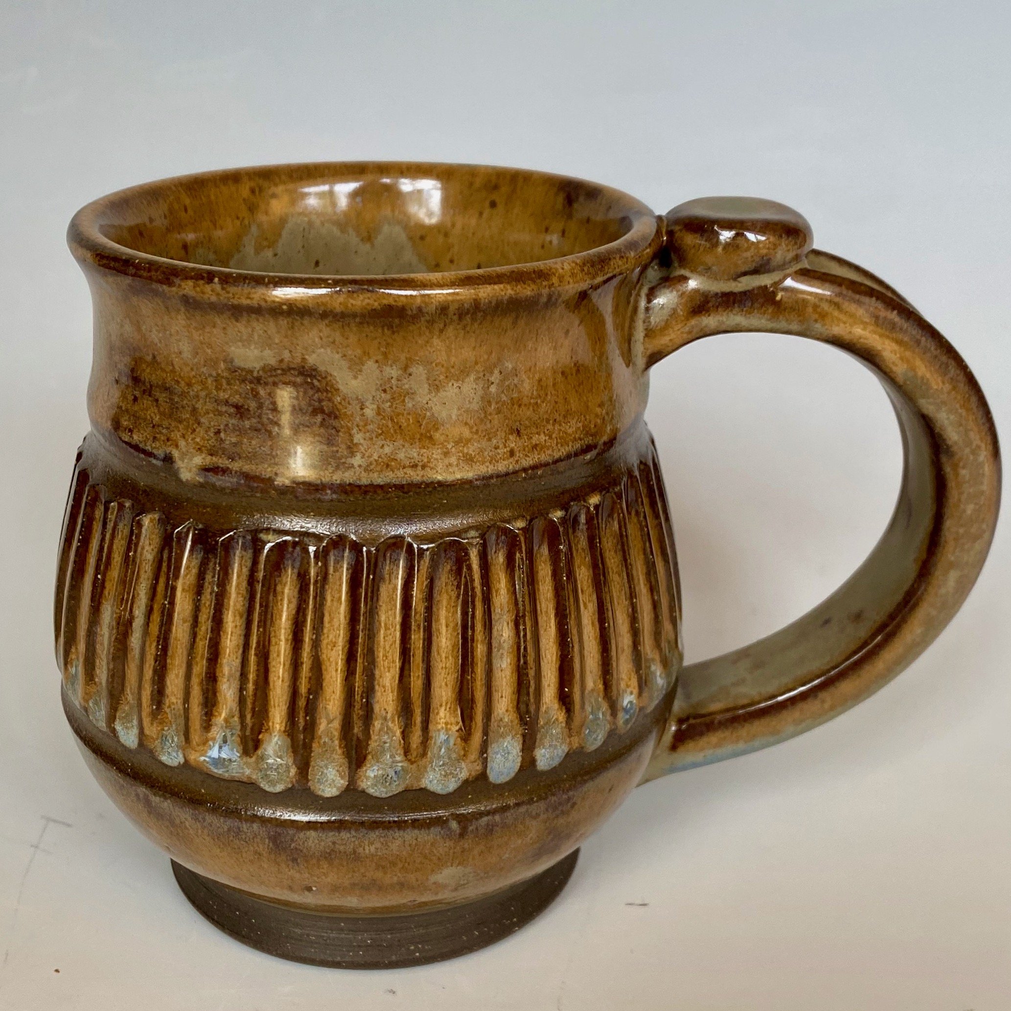 Carved Mug - Amber and Light Blue