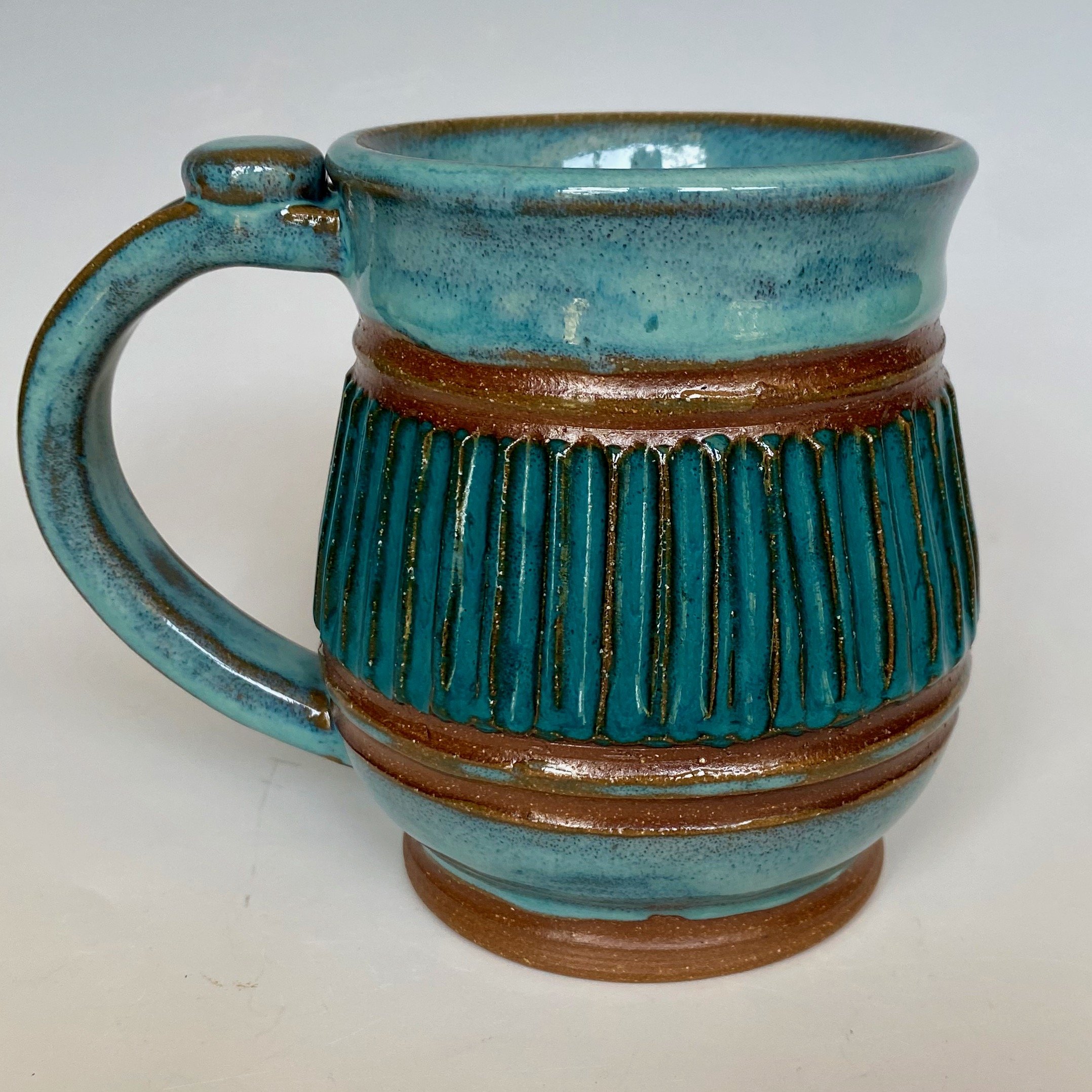 Carved Mugs - Teal and Turquoise