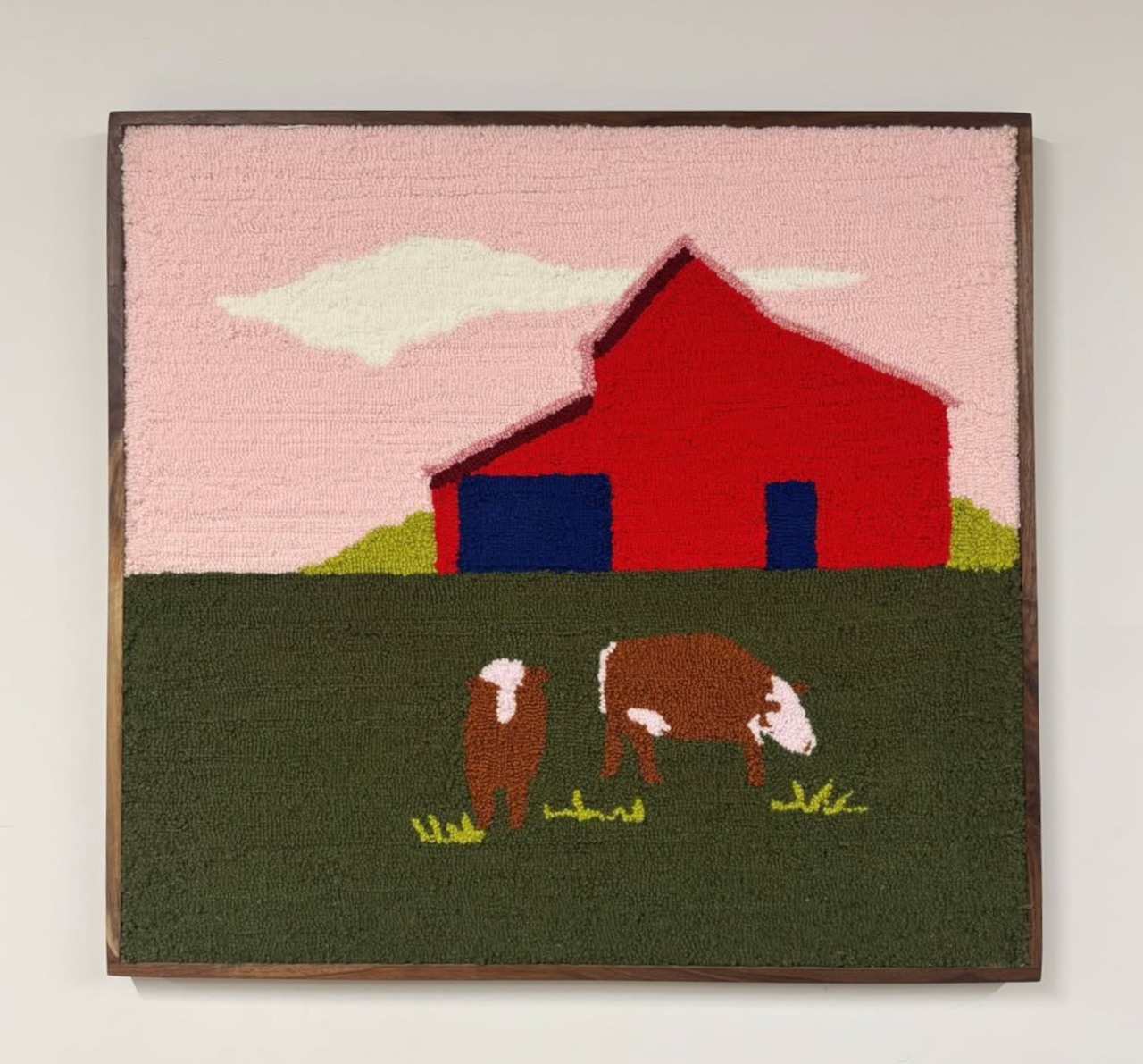 Genevieve LaValle Red Barn with Cows Grazing Framed