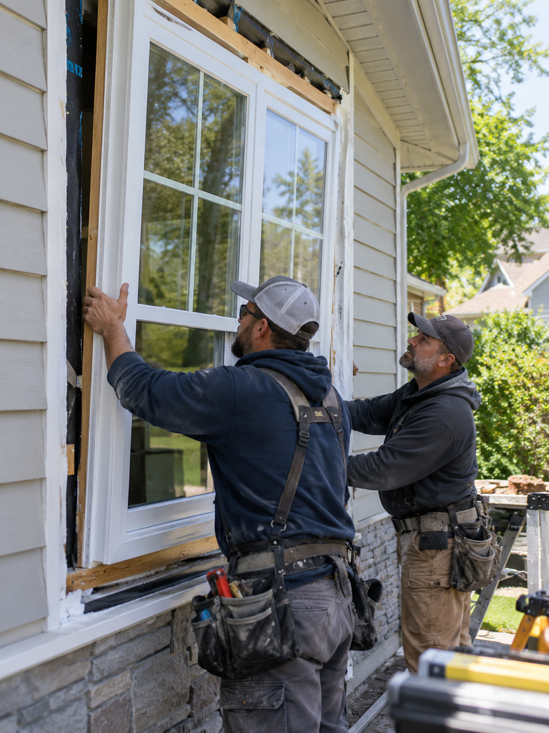 Residential window installation in progress