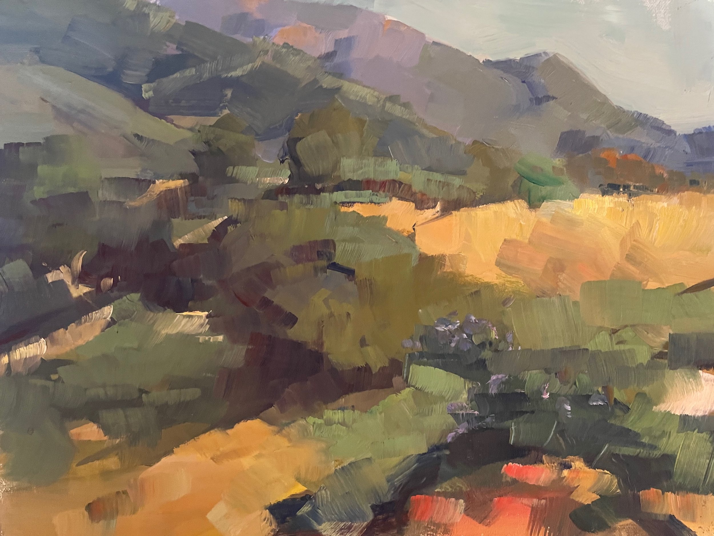Landscape with Red - 8x10 Oil on Linen Panel