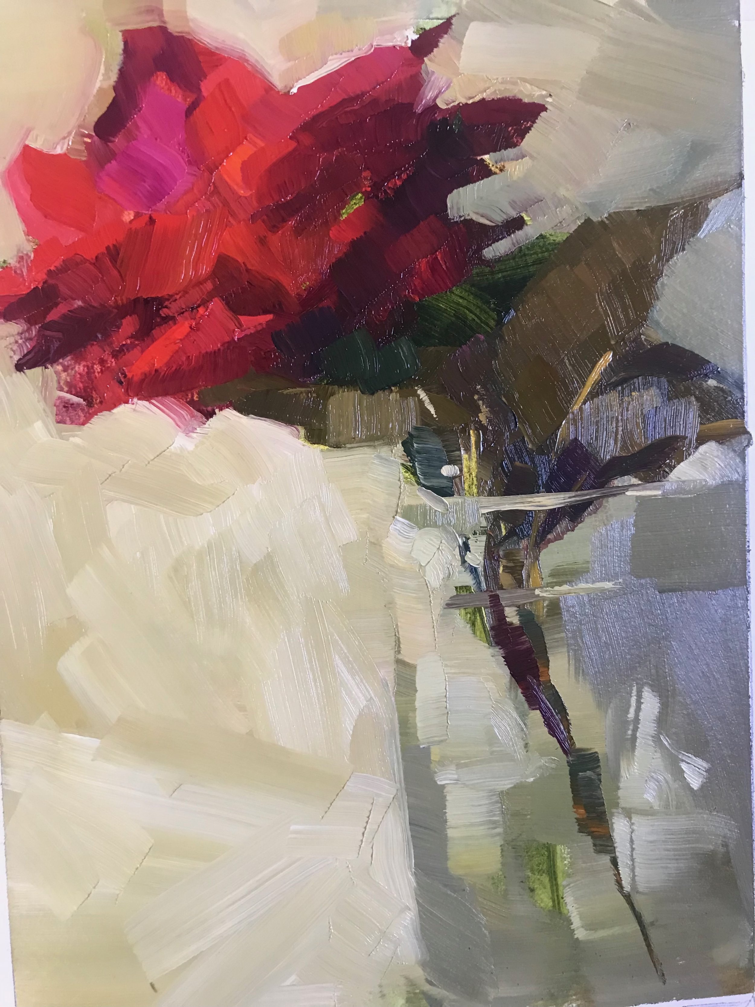 Rose in Glass - 6x8 Oil on Linen Panel