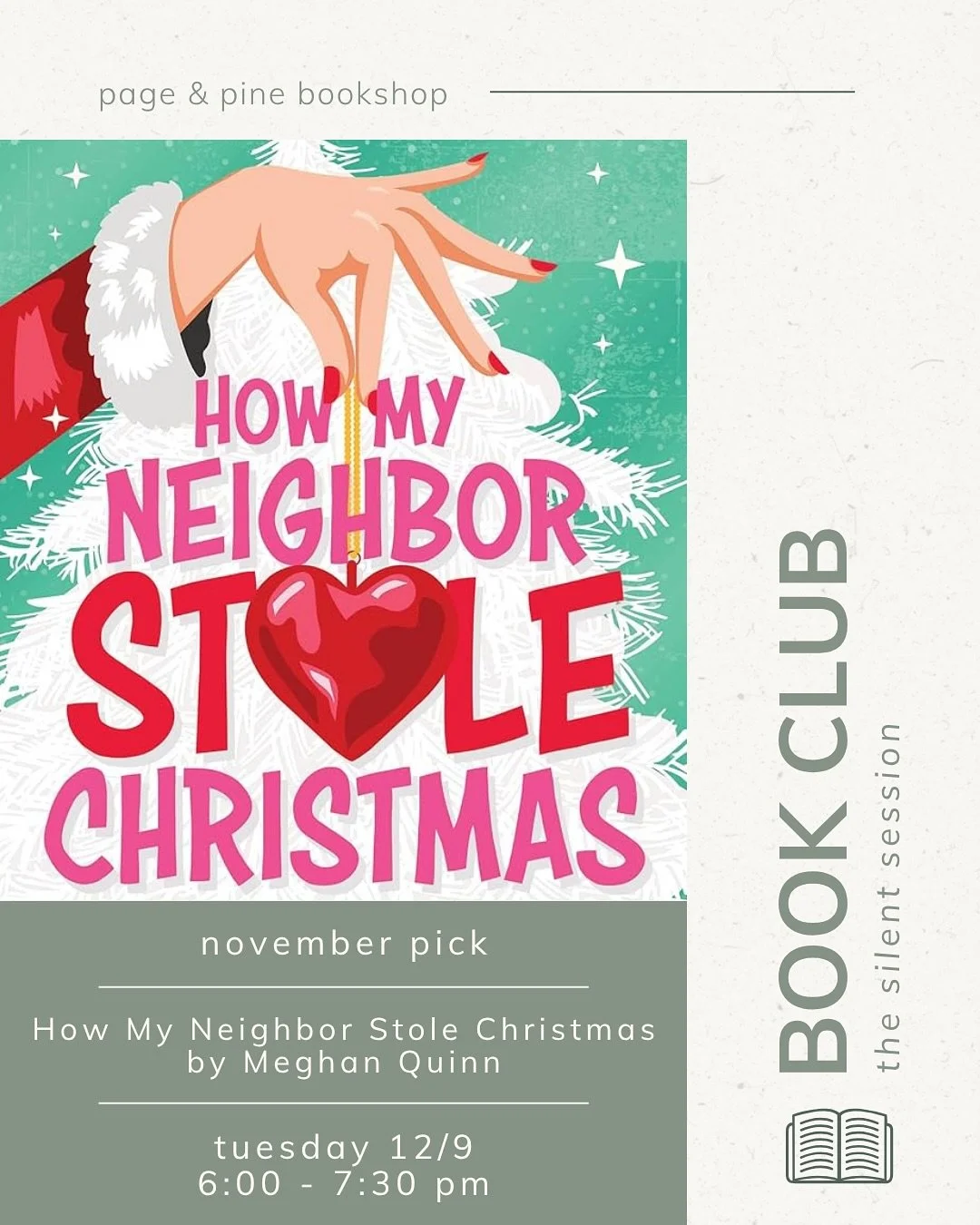 What&rsquo;s a better way to ring in the holiday season than a spicy enemies-to-lovers holiday book? Join us Tuesday 12/9 at 6pm to discuss How My Neighbor Stole Christmas by Meghan Quinn 🎄

And then join us in January for a completely different vib