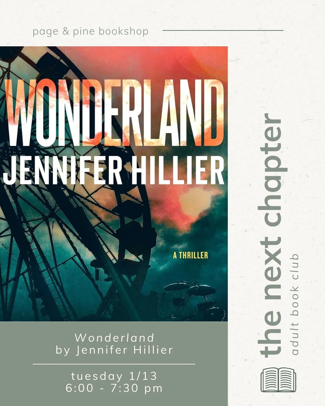 exciting news: our adult book club has a new name - the next chapter!

we&rsquo;ve loved our monthly discussions so much that we're shifting gears. we&rsquo;re trading silent reading for more time to chat about our featured book and connect with each