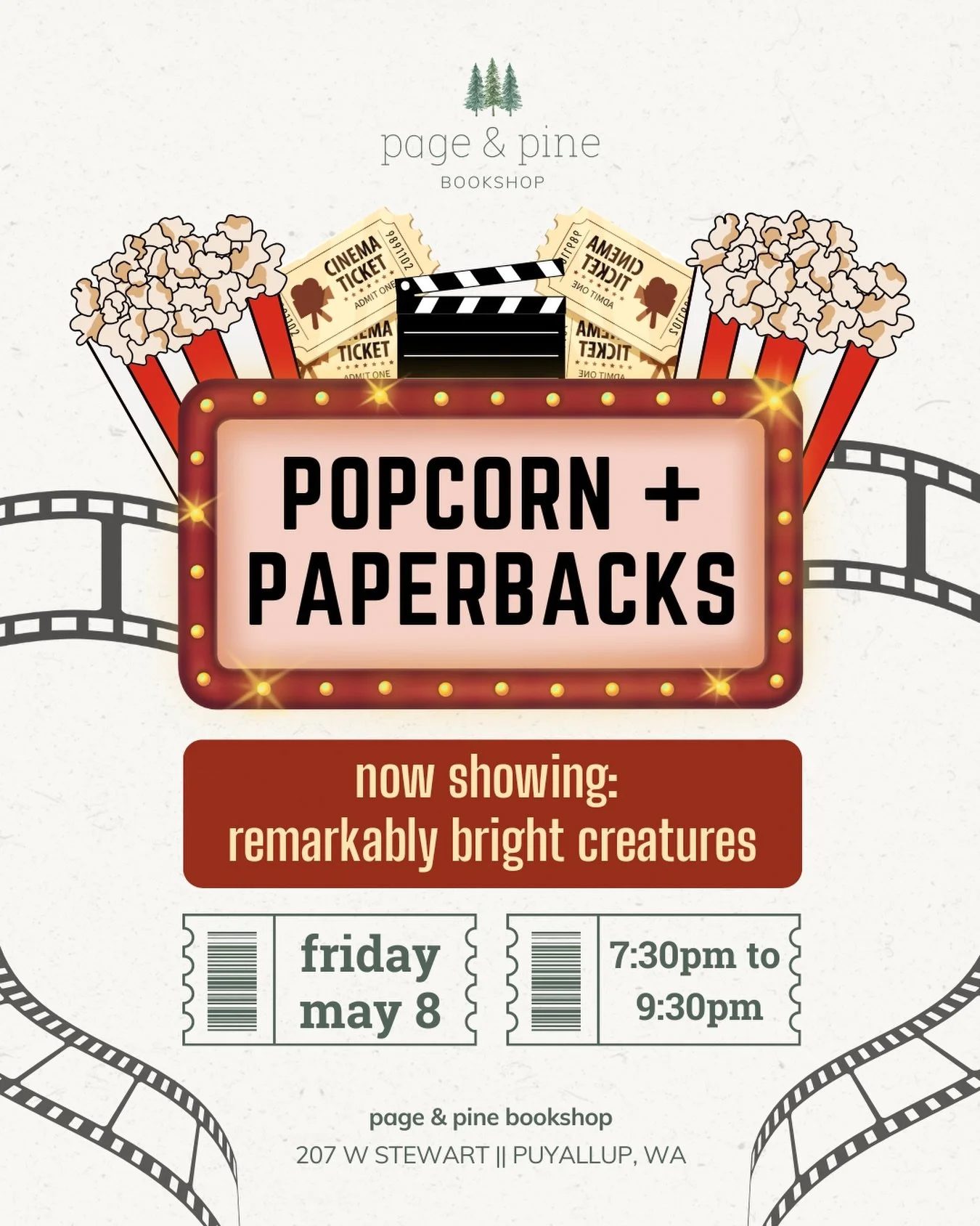 join us for a cozy movie night as we screen the highly anticipated film adaptation of remarkably bright creatures, releasing may 8th on netflix.

based on the beloved bestselling novel by shelby van pelt, this heartwarming story follows tova, a widow