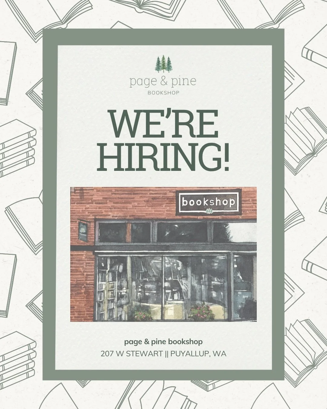 do you love books? do you have a flexible schedule with nights and weekends available? then come join the page &amp; pine team! 

we&rsquo;re looking for a part-time bookseller to cover things like sick days, vacation, events, etc. 

perks include a 